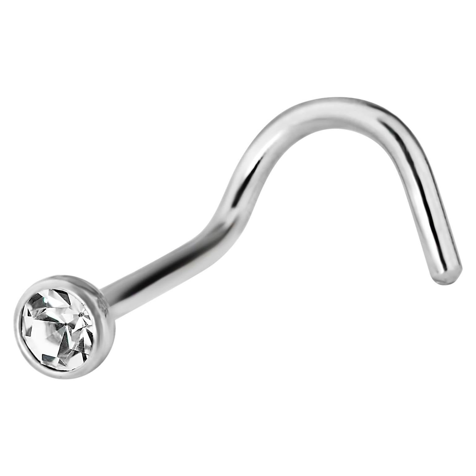 Anillo de Nariz Titanio 20G con Cristal 2mm Joyería Corporal