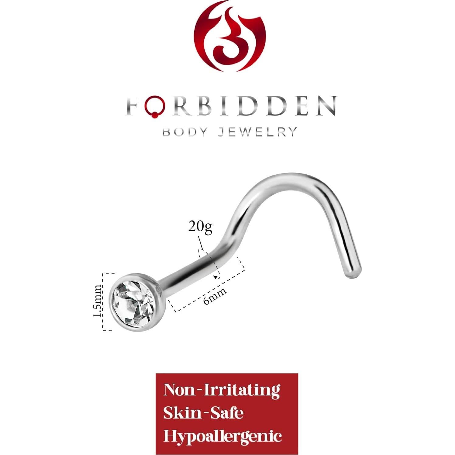 Anillo de Nariz Titanio 20G con Cristal 2mm Joyería Corporal