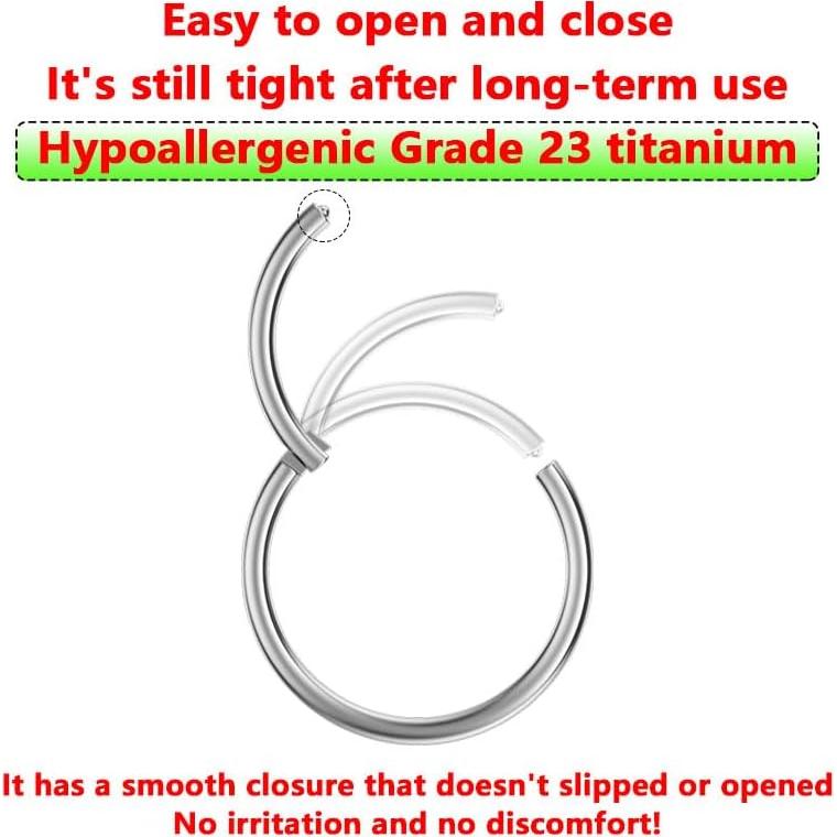 Anillos de Nariz Titanio G23 Hipoalergénicos 9 Piezas