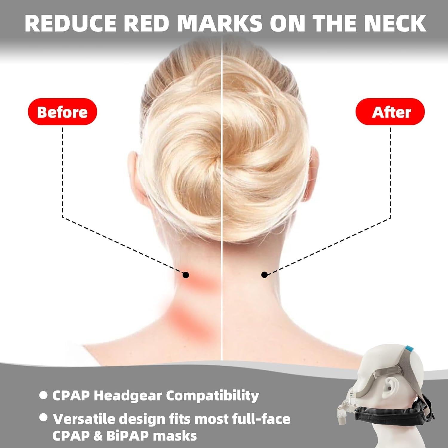 Almohadilla para Cuello CPAP JFHNMLW Negra - Suave y Transpirable