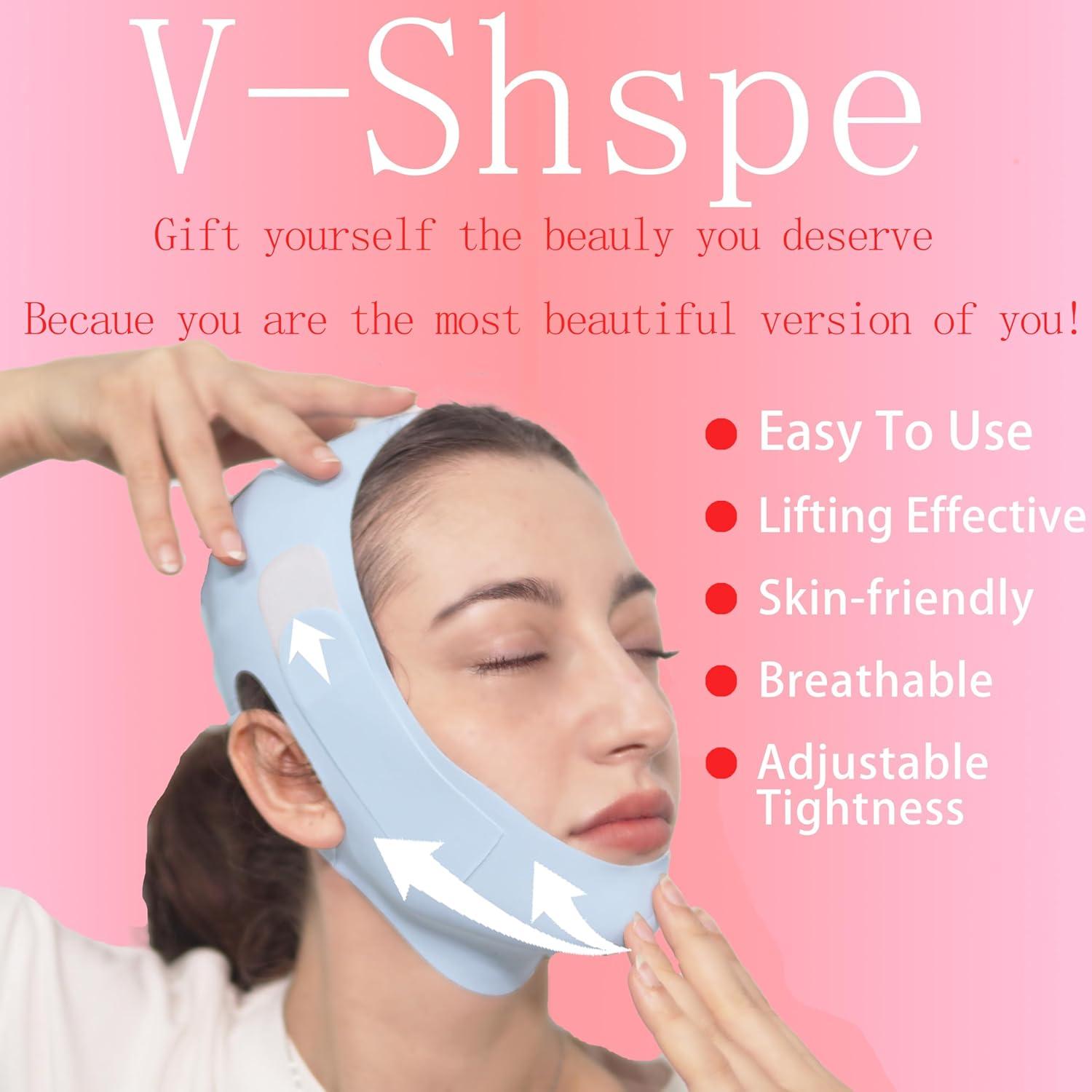 Mascarilla V Line ADRUITE para Lifting Facial y Mandíbula Azul