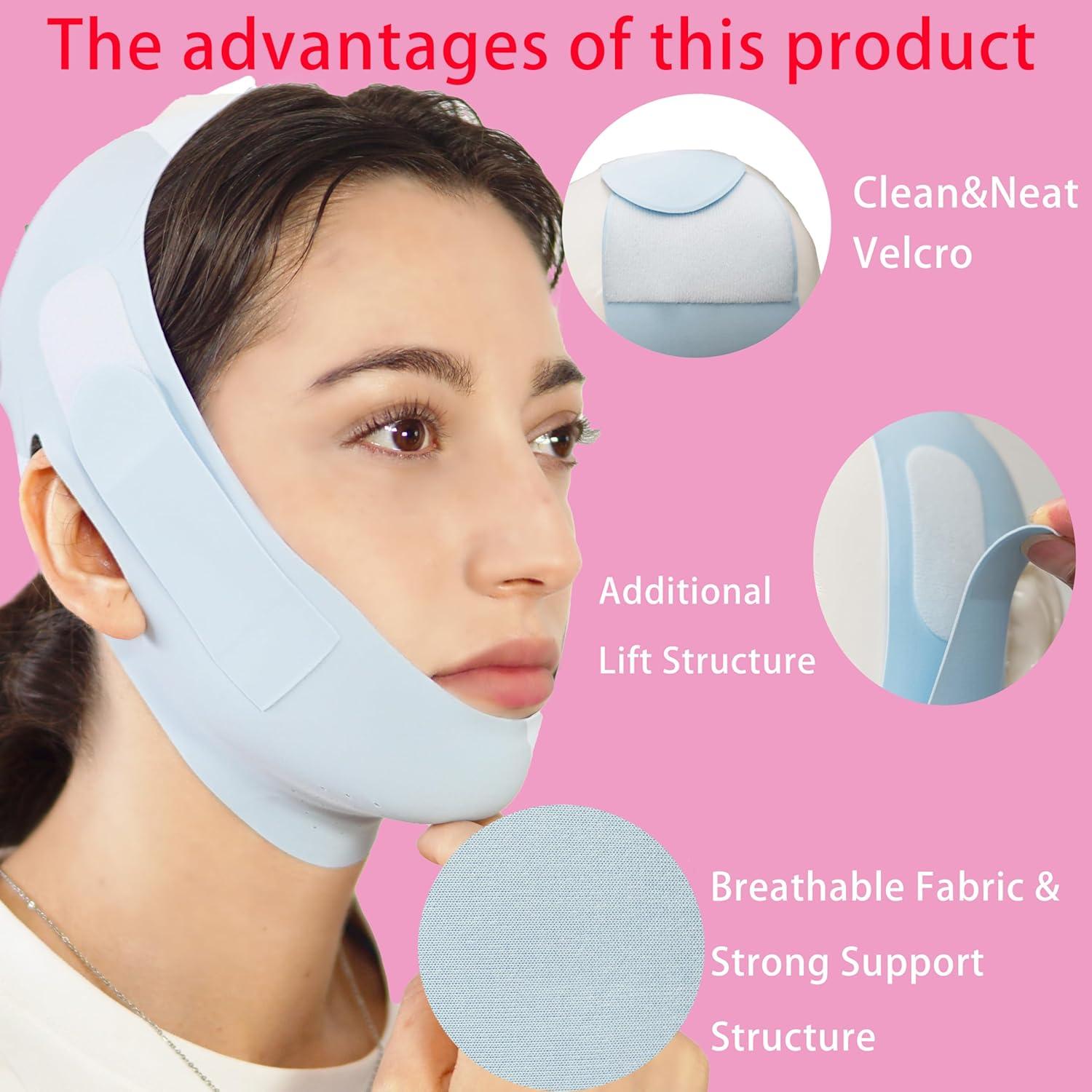 Mascarilla V Line ADRUITE para Lifting Facial y Mandíbula Azul