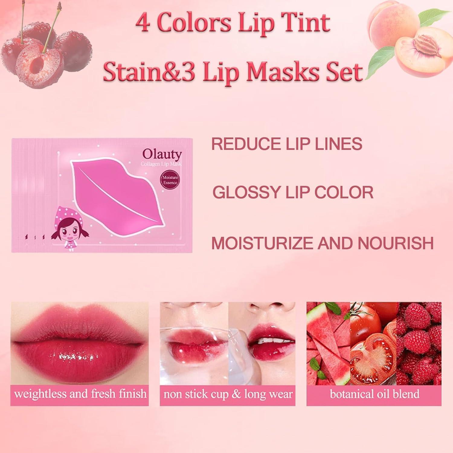 Set de 4 Tintes Labiales y 3 Mascarillas Labiales Flanoid