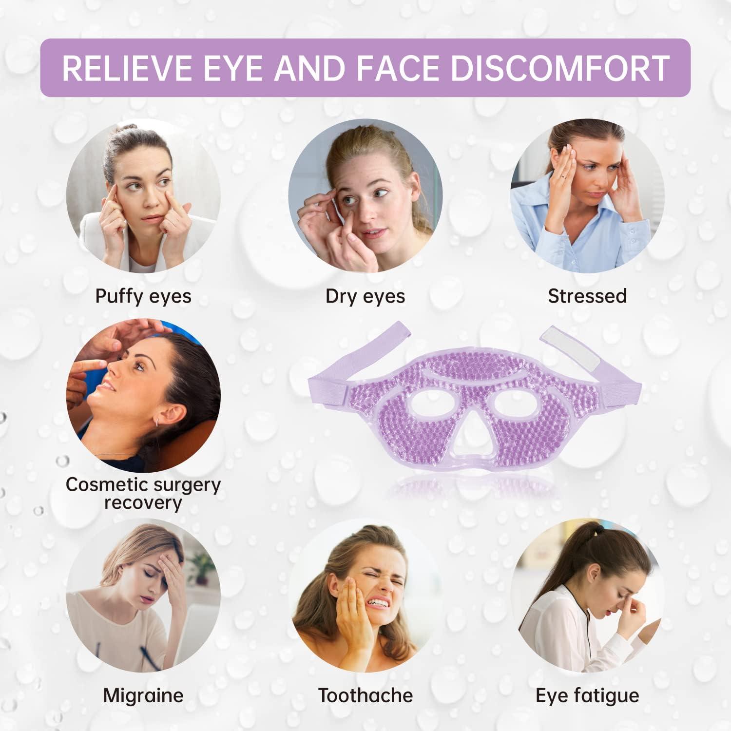 Máscara de Hielo para Ojos Morelei - Reutilizable, Gel Frío y Caliente