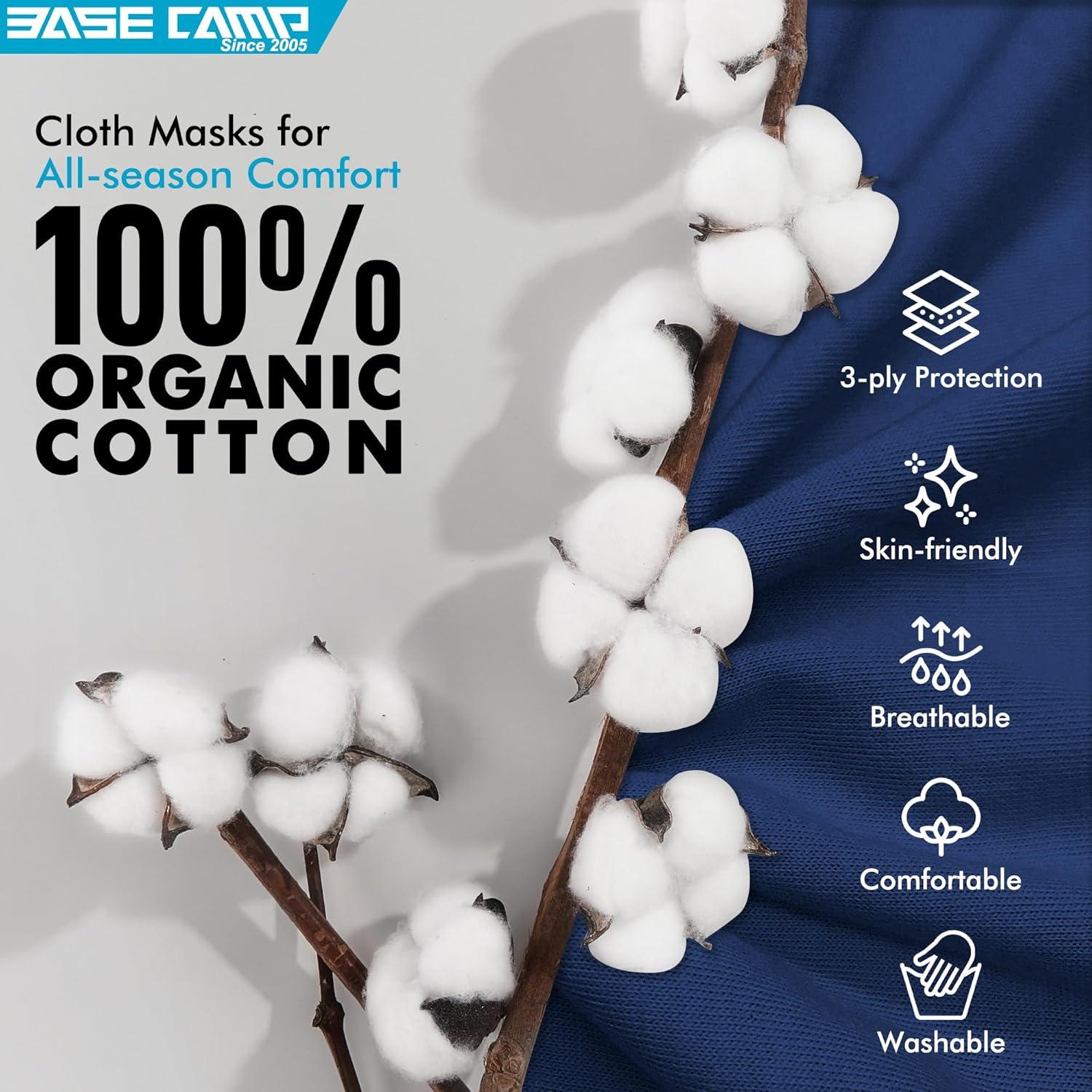 Mascarillas de Tela Reutilizables BASE CAMP 100% Algodón Ajustables