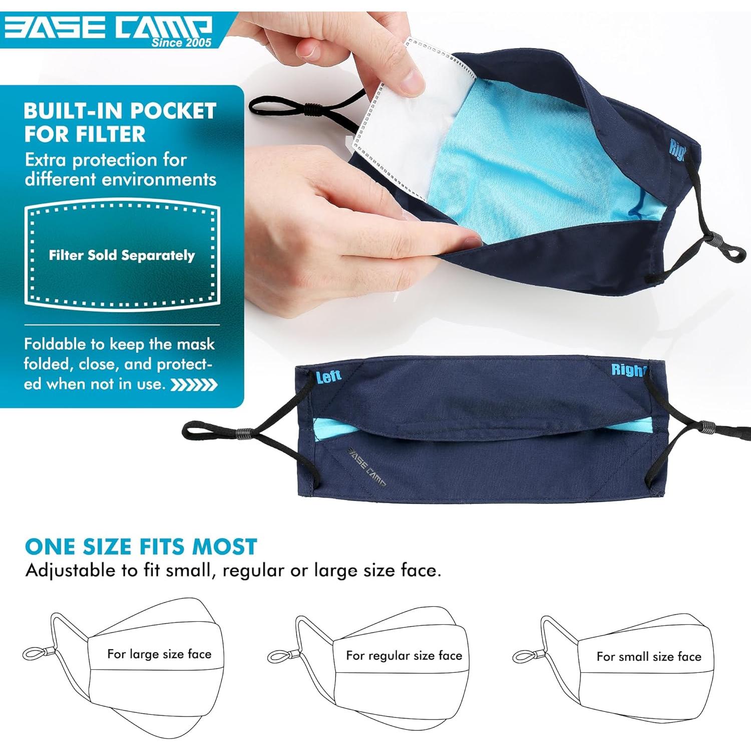 Mascarillas de Tela Reutilizables BASE CAMP 100% Algodón Ajustables