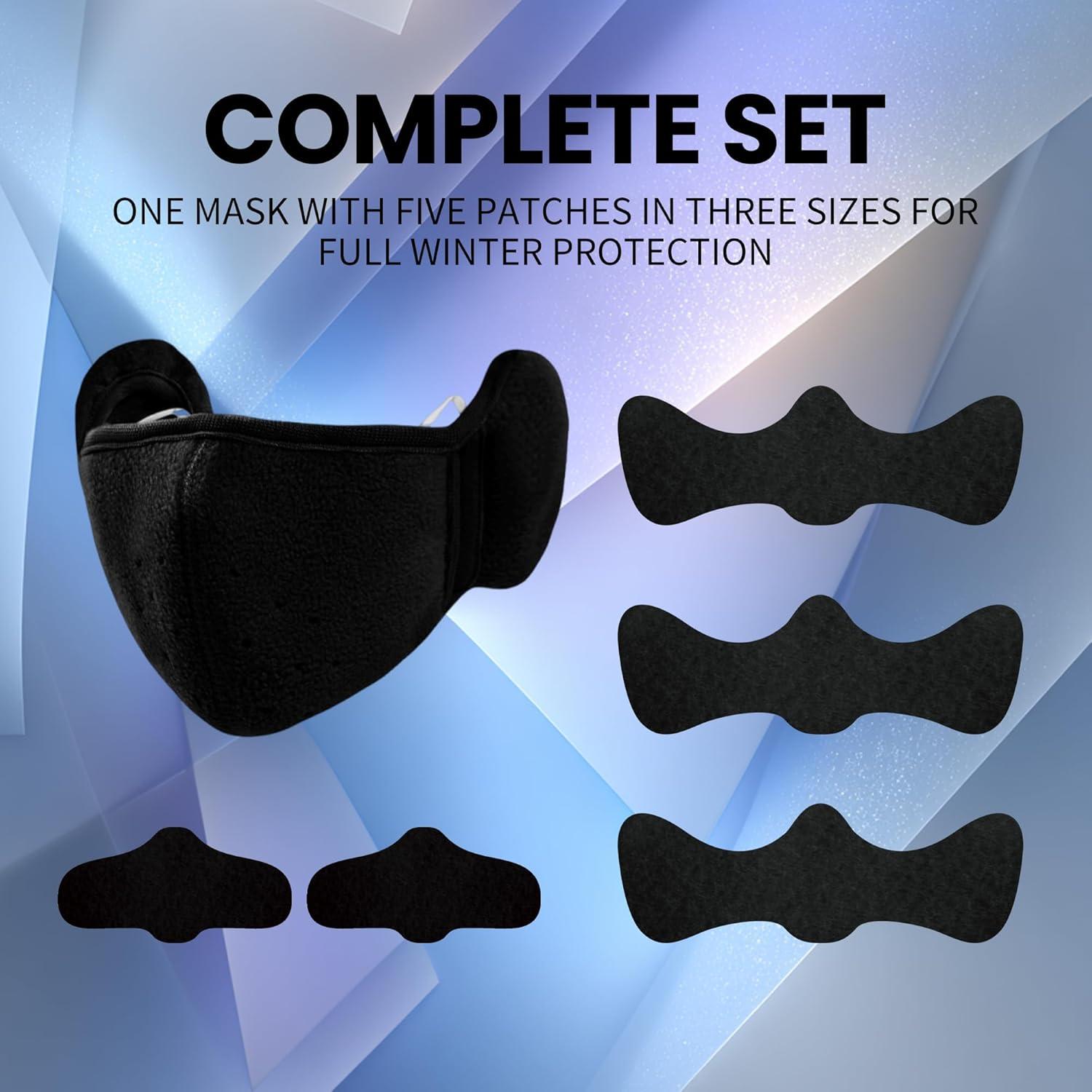 Máscara Térmica Polar Unisex con 5 Parches Viento Beige/Negro