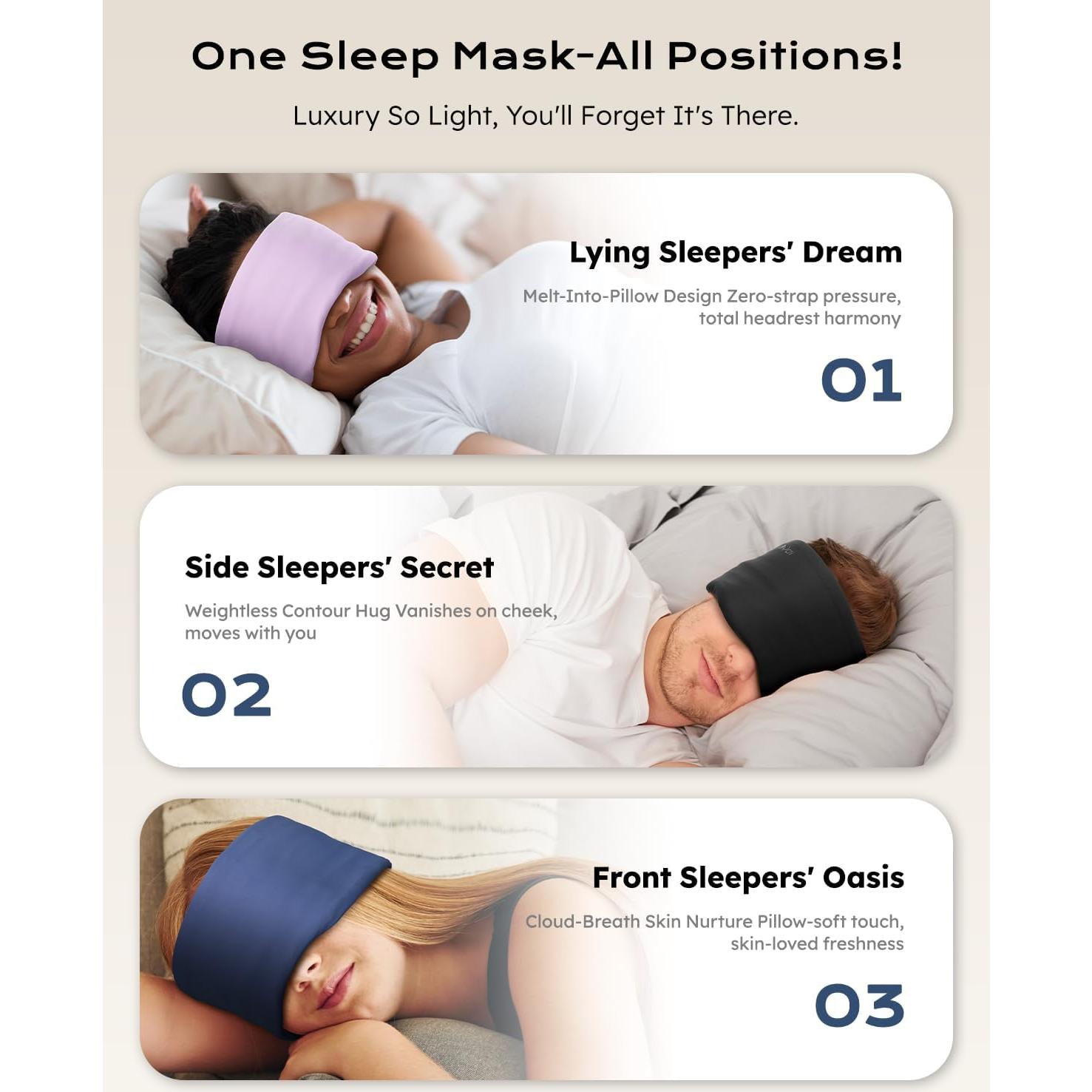 Máscara de Sueño Doble Cara ProCIV - Seda de Leche y Bambú