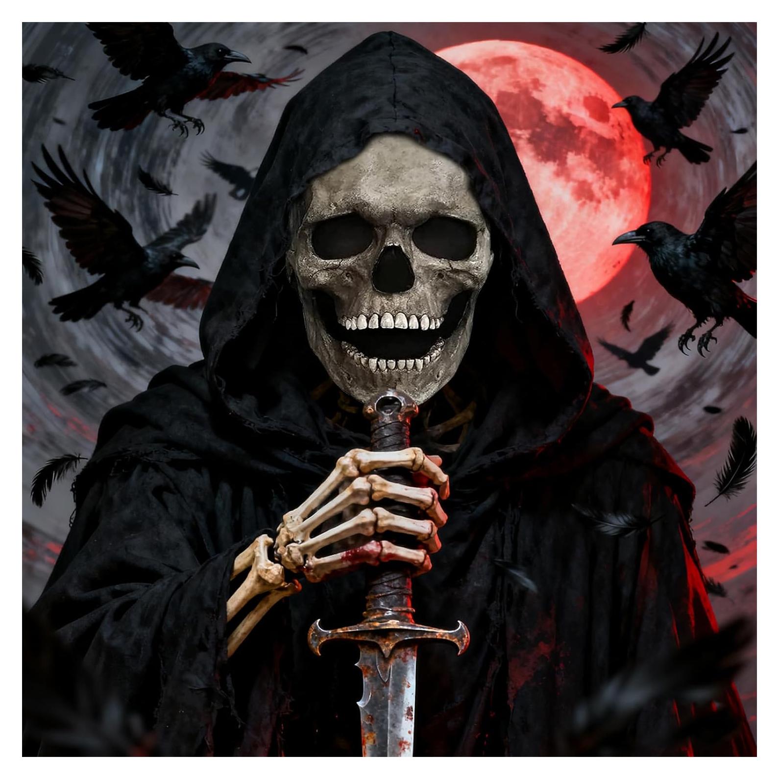 Máscara de Calavera con Mandíbula Móvil MiseYu - Halloween Adultos