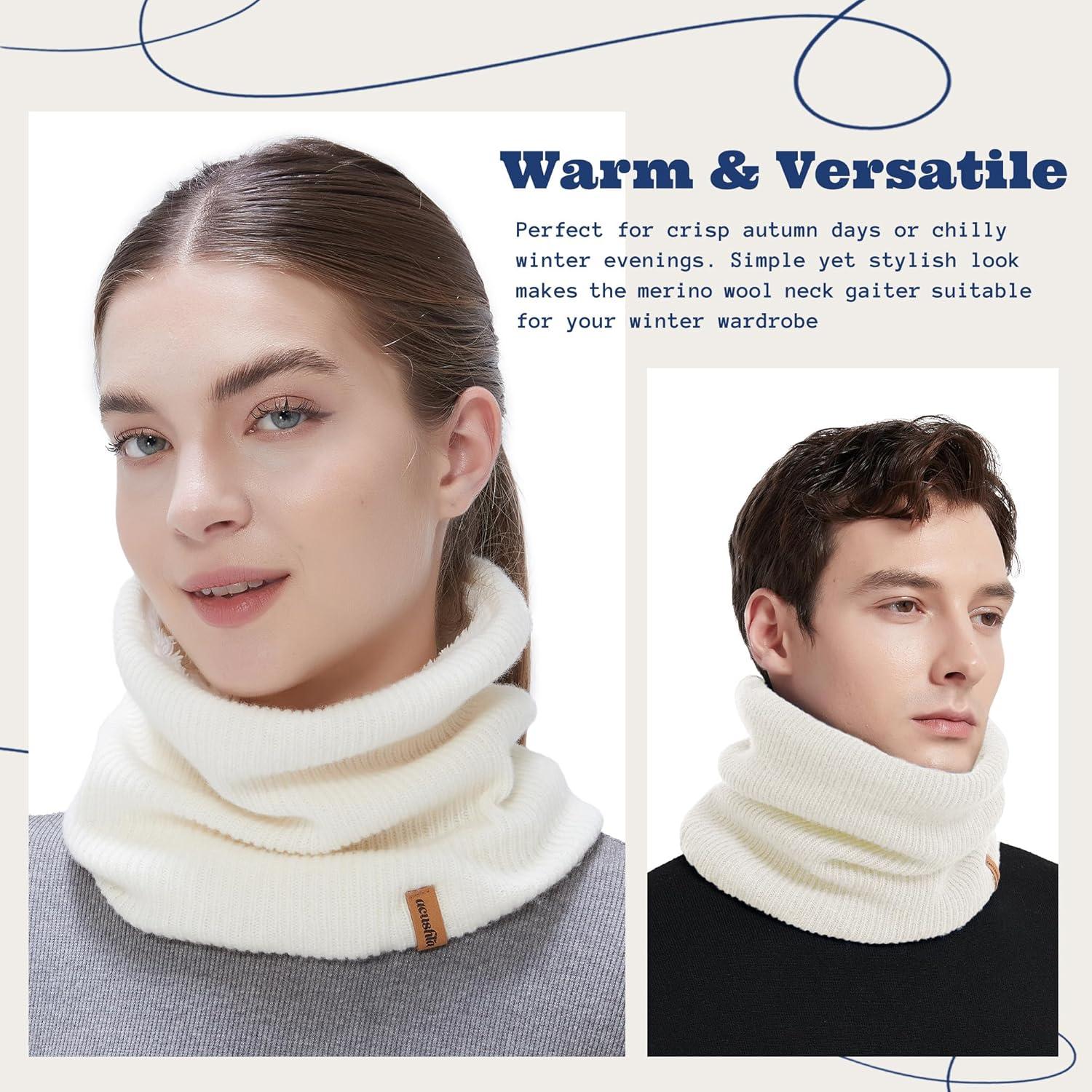 Bufanda de lana merino Acushla unisex forrada polar - Calentador de cuello