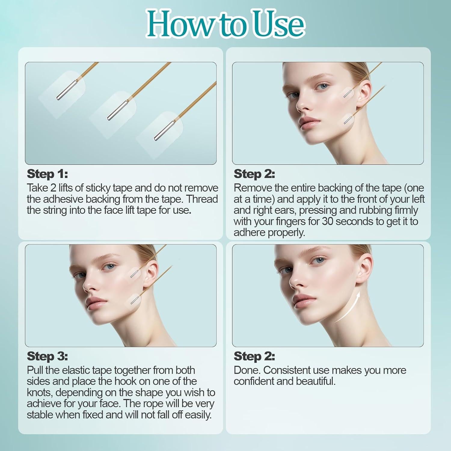 Cinta de Lifting Facial BAIGUOZH, 120 Piezas Hipoalergénica