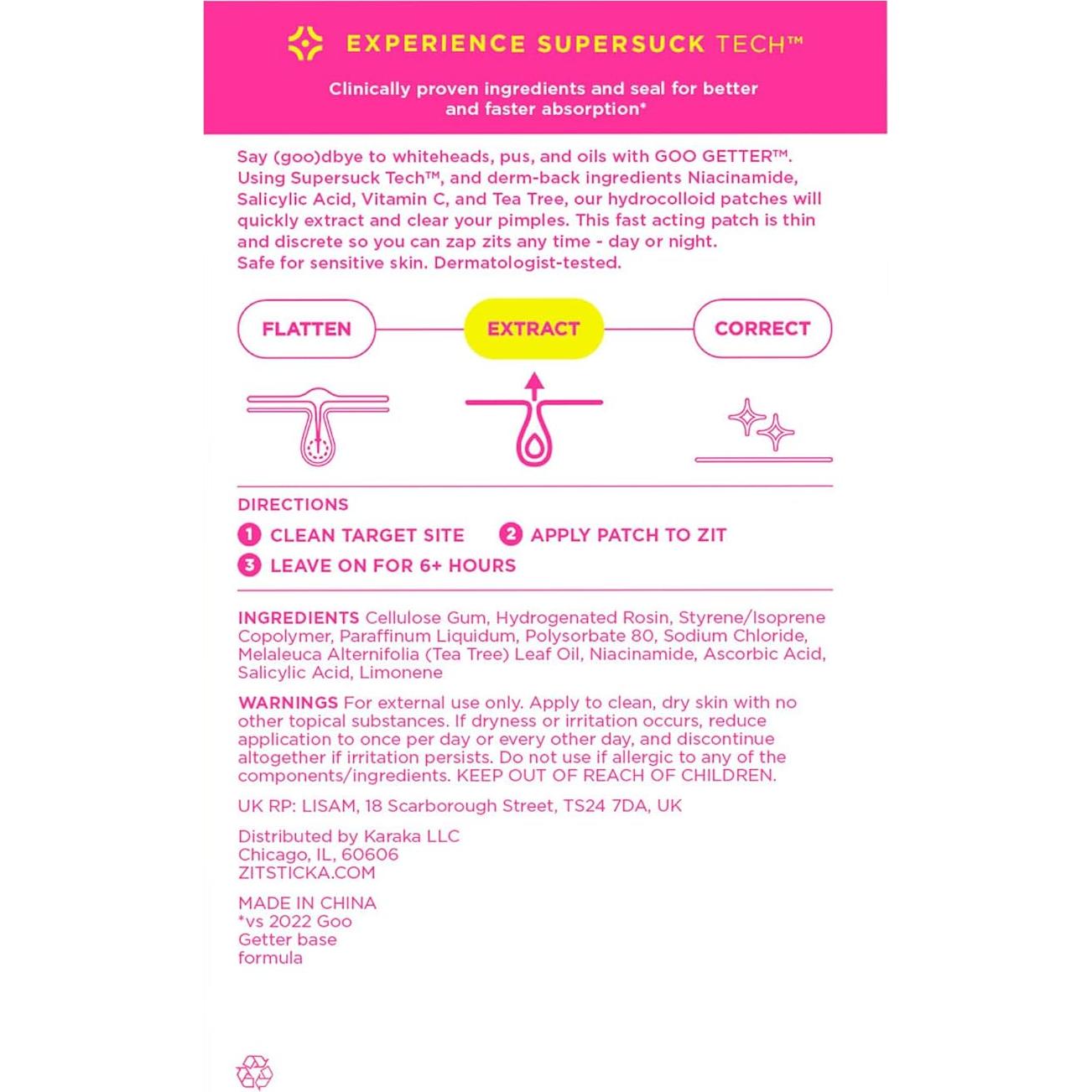 Parche Hidrocoloide ZitSticka Goo Getter 72 Piezas para Granos