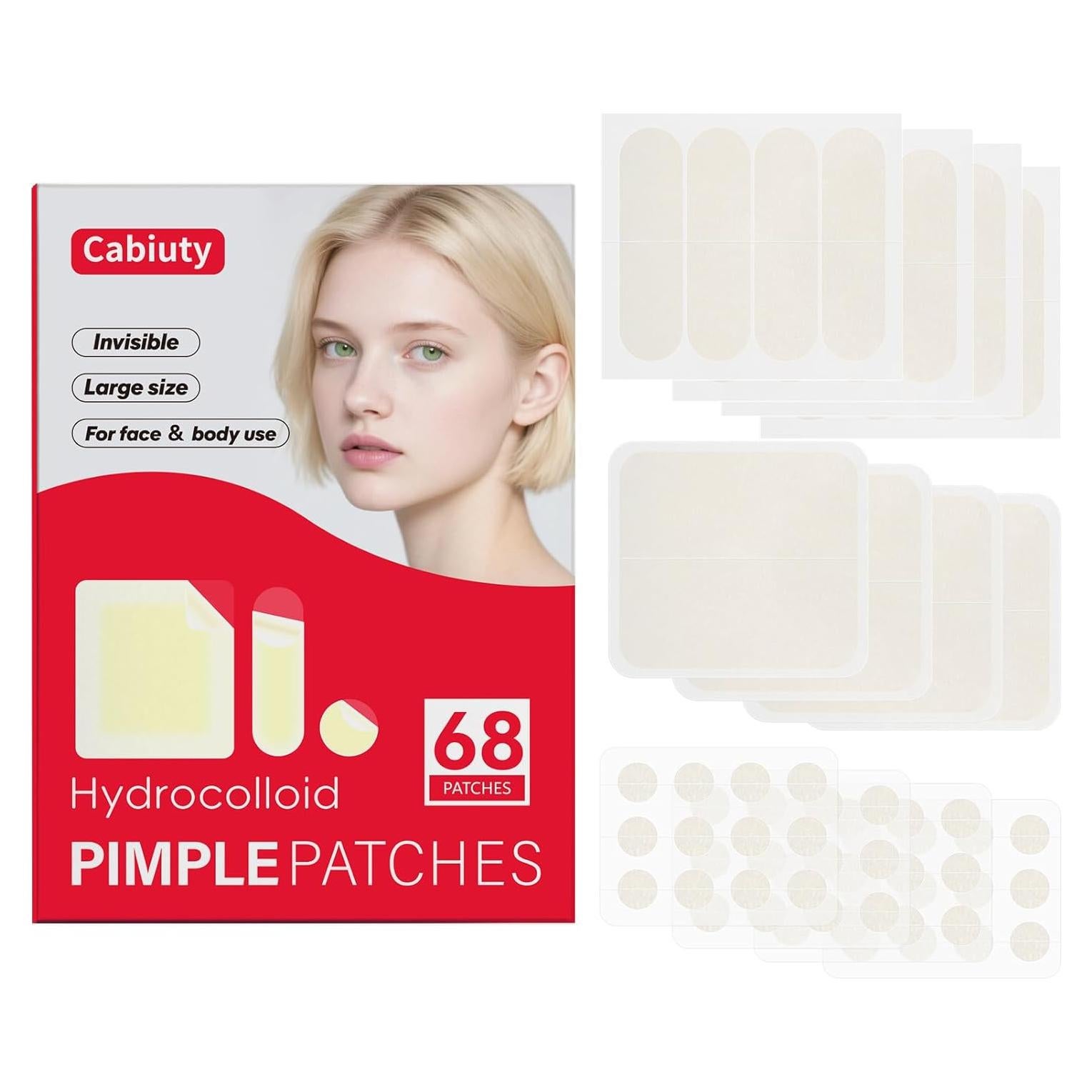 Parche Hidrocoloide para Acné Cabiuty - 68 Parches de 3 Tamaños