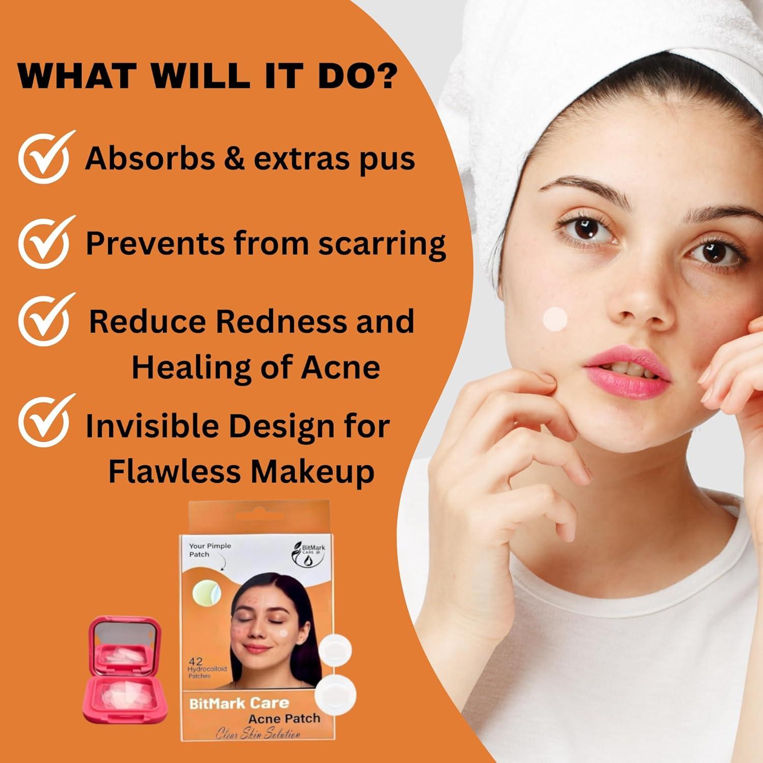 Parche de Acné Hidrocoloide BitMark - 42 Unidades con Espejo