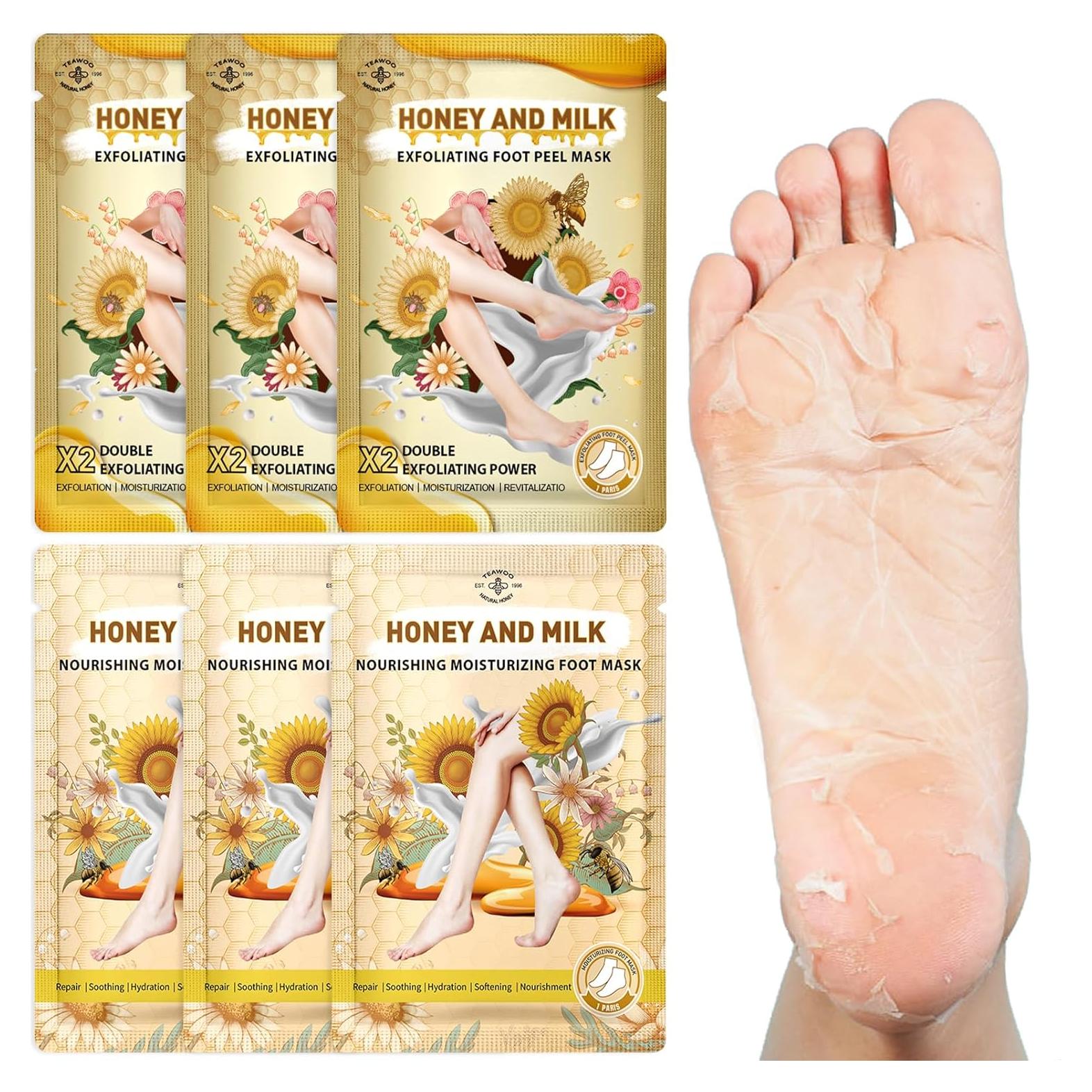 Juego de Mascarillas para Pies TEAWOO 6 Paquetes Exfoliantes e Hidratantes