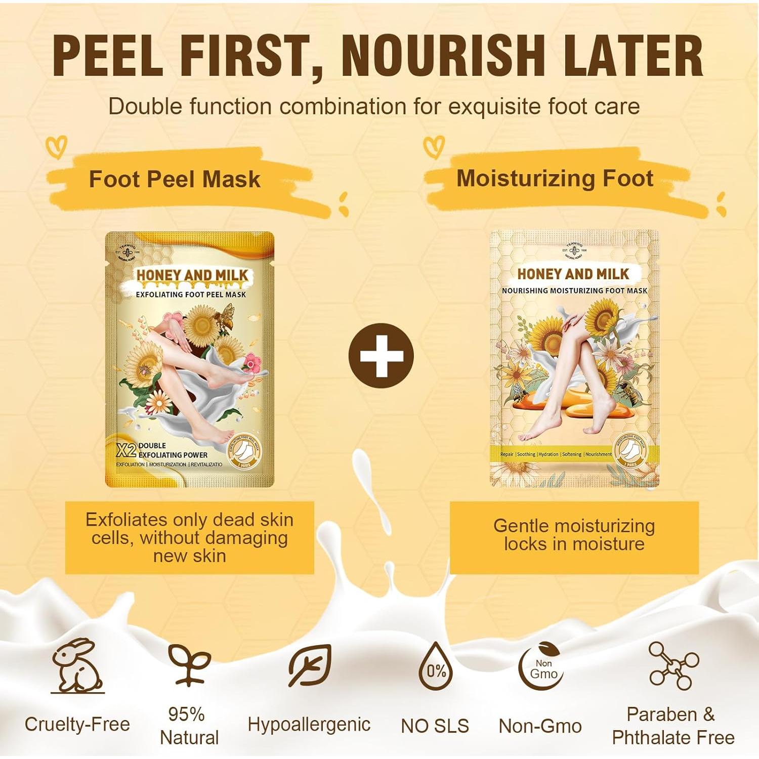 Juego de Mascarillas para Pies TEAWOO 6 Paquetes Exfoliantes e Hidratantes