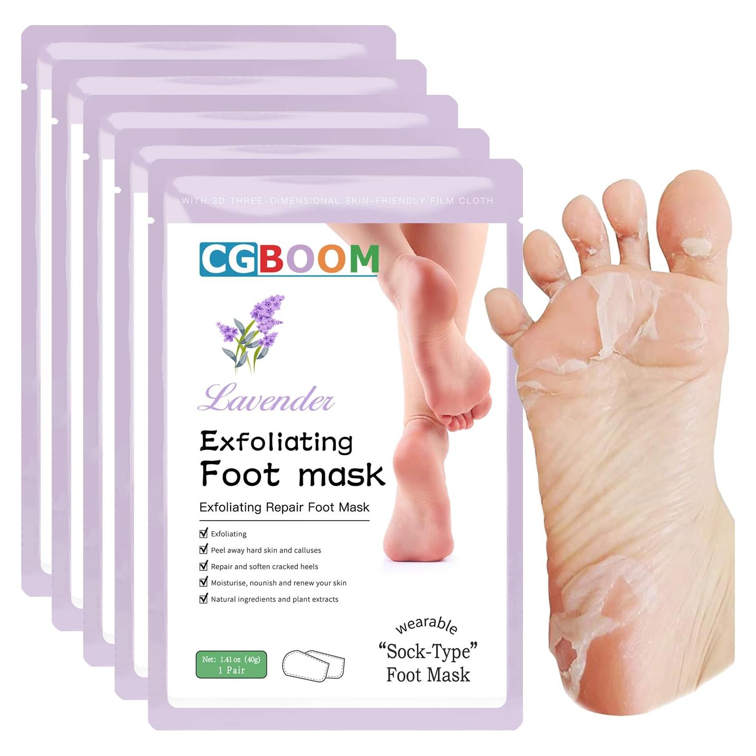 Mascarilla Exfoliante para Pies CGBOOM - 5 Unidades, Suaviza Piel Seca