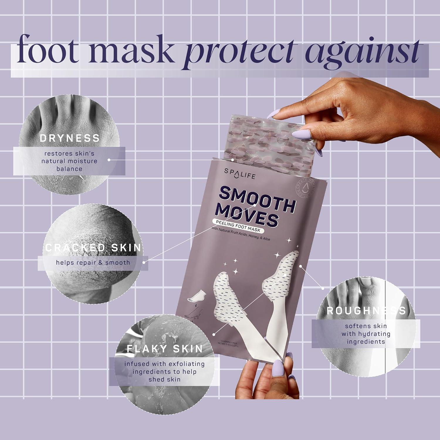 Máscara Exfoliante para Pies SpaLife - Paquete de 8 Unidades