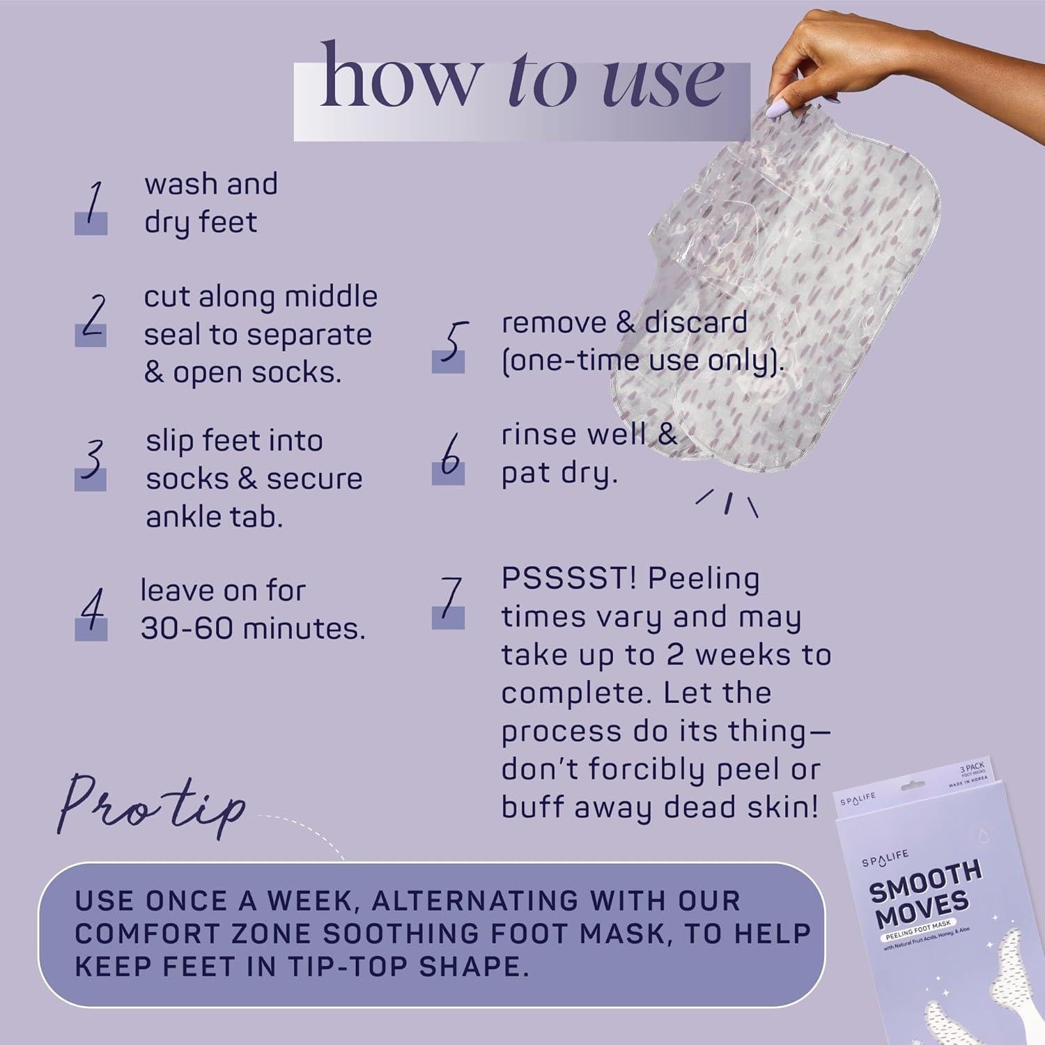 Máscara Exfoliante para Pies SpaLife - Paquete de 8 Unidades