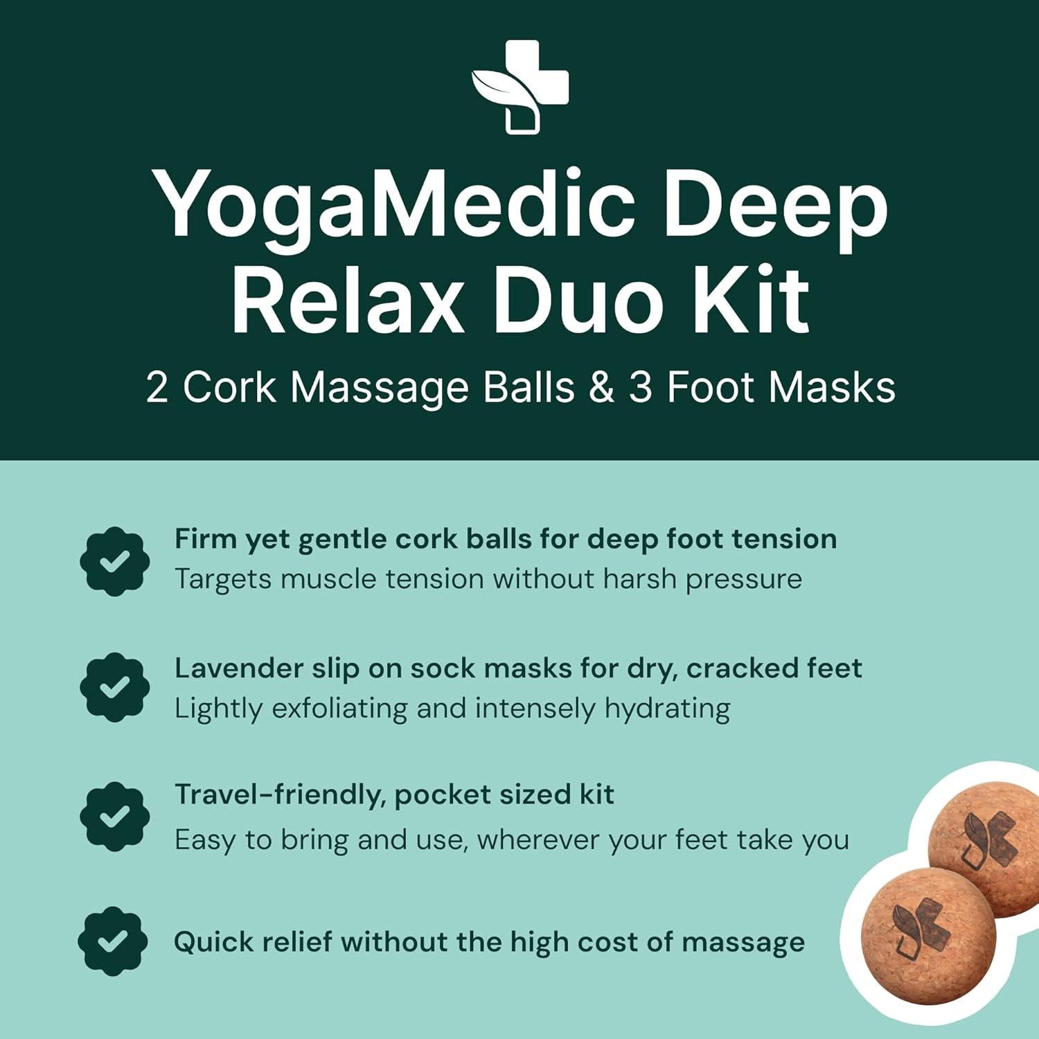 Kit de Cuidado para Pies YogaMedic: 3 Mascarillas Hidratantes y 2 Pelotas de Masaje