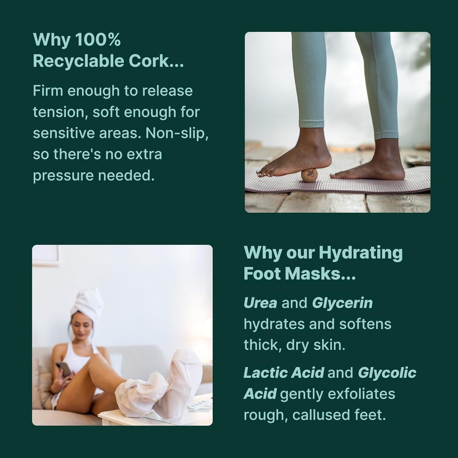 Kit de Cuidado para Pies YogaMedic: 3 Mascarillas Hidratantes y 2 Pelotas de Masaje