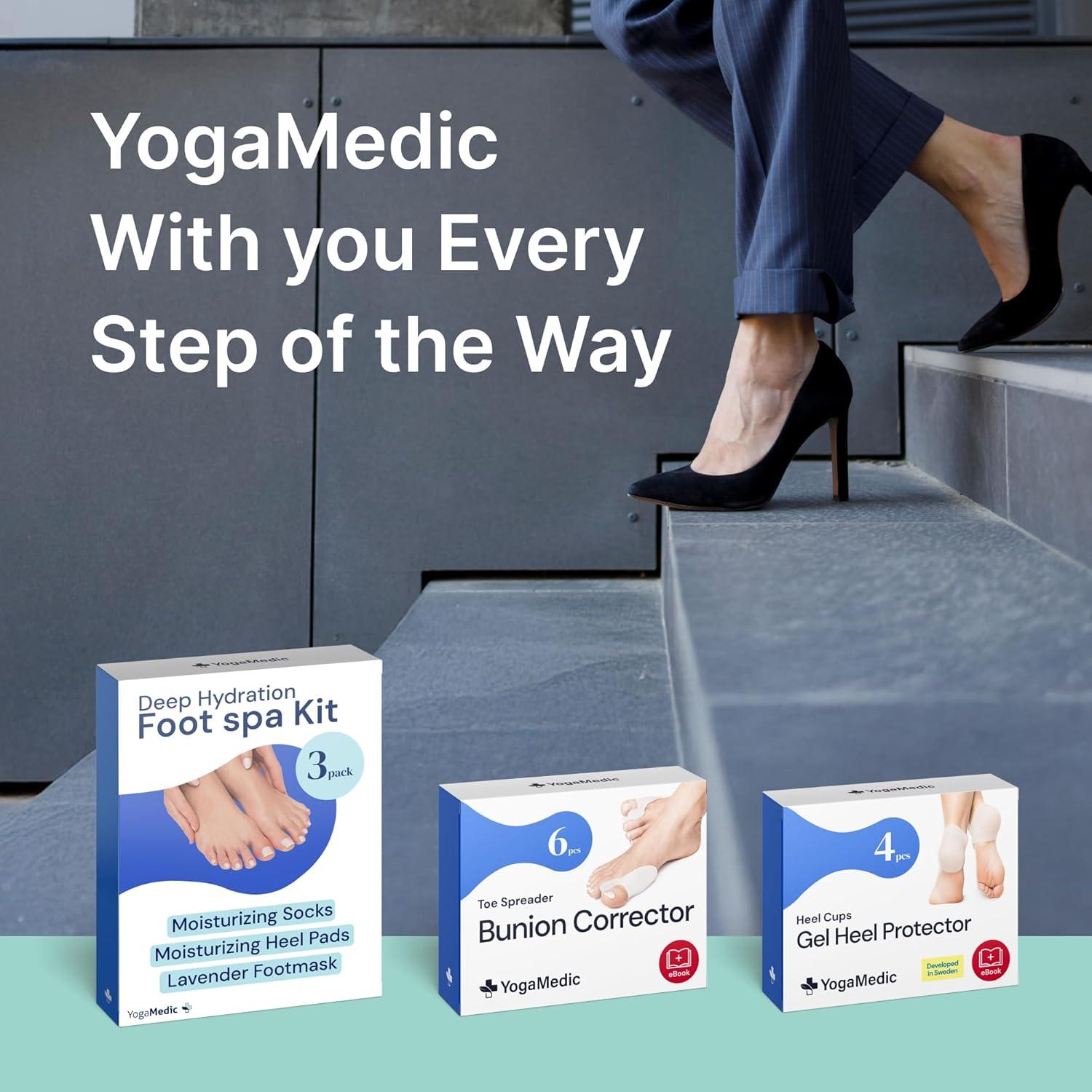 Kit de Cuidado para Pies YogaMedic: 3 Mascarillas Hidratantes y 2 Pelotas de Masaje