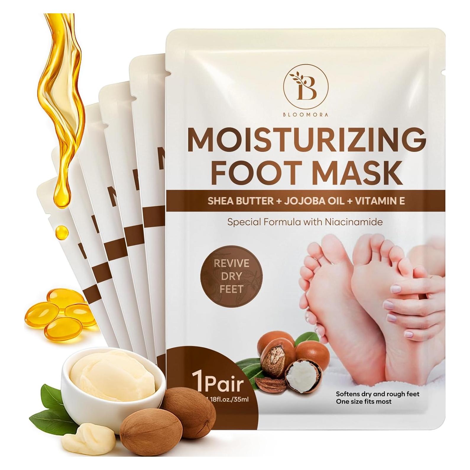 Mascarilla Hidratante para Pies Bloomora - 6 Pares con Karité