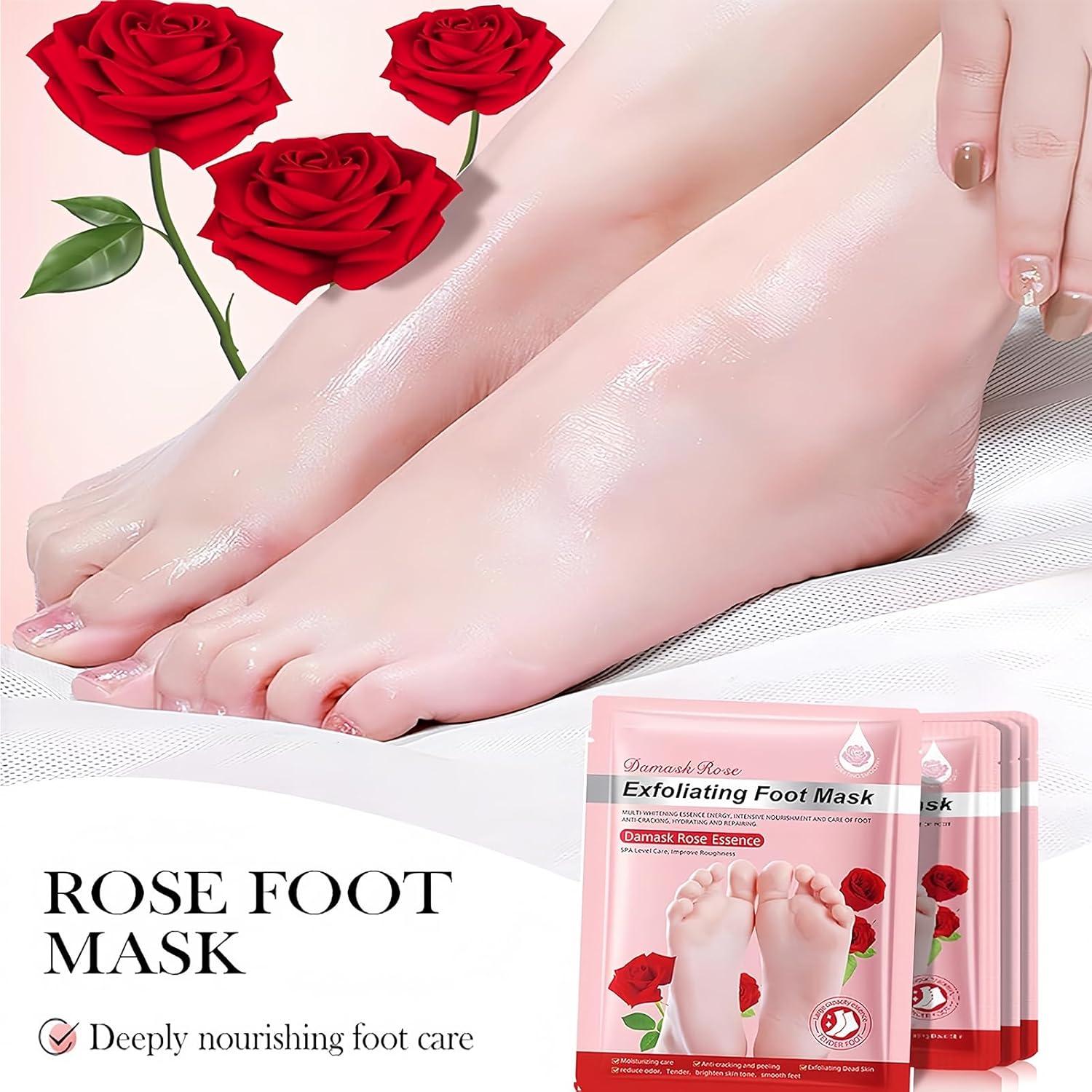 Mascarilla Exfoliante para Pies 9 Paquete ASMAYSA - Rosa, Lavanda, Leche de Cabra