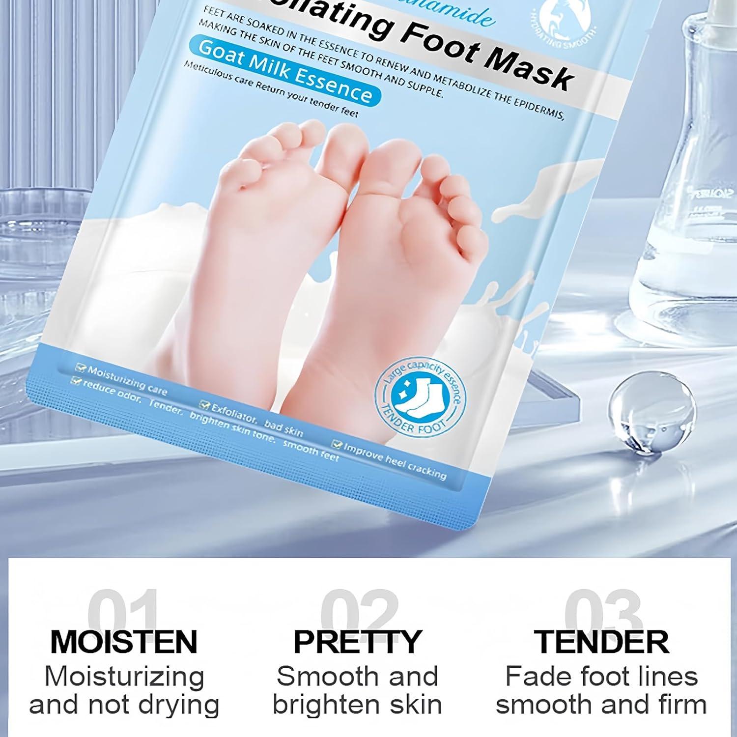 Mascarilla Exfoliante para Pies 9 Paquete ASMAYSA - Rosa, Lavanda, Leche de Cabra