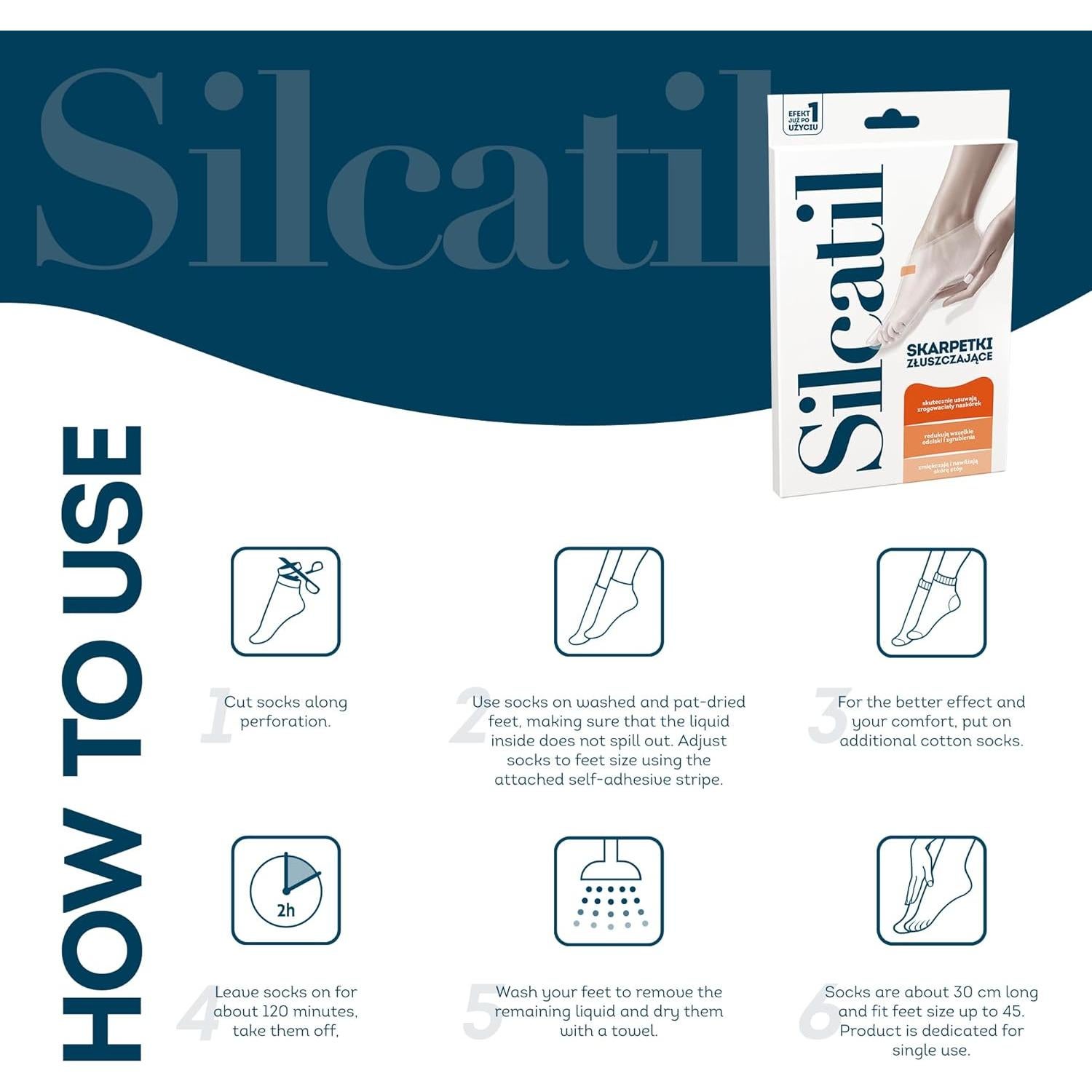 Calcetines Exfoliantes Aflofarm SILCATIL para Pies - Mascarilla