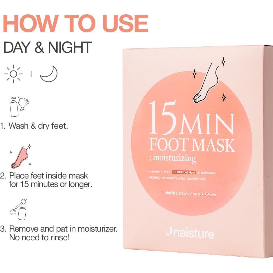 Mascarilla Hidratante para Pies Naisture - 15 Min Revitalizante