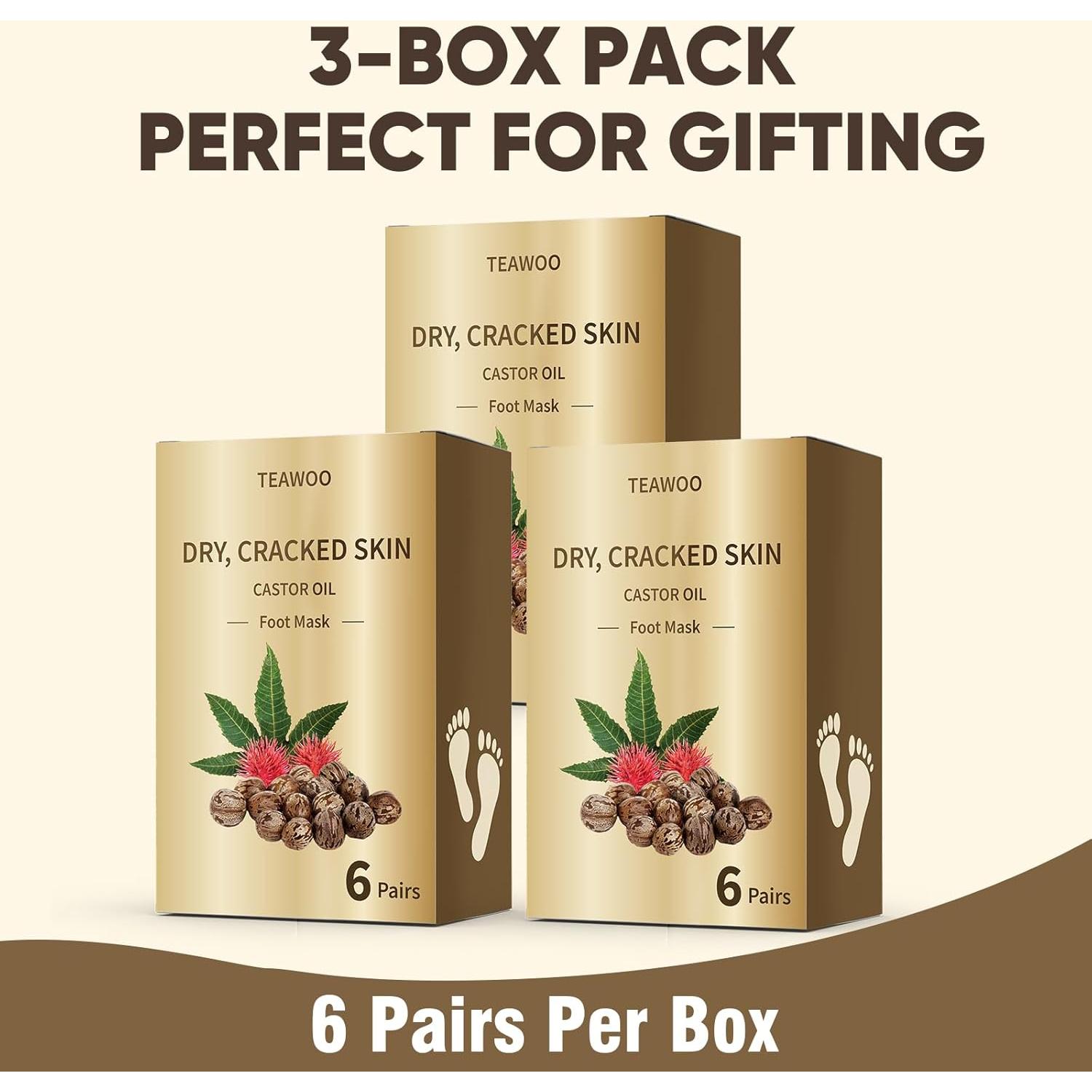 18 Mascarillas Hidratantes para Pies TEAWOO con Aceite de Ricino