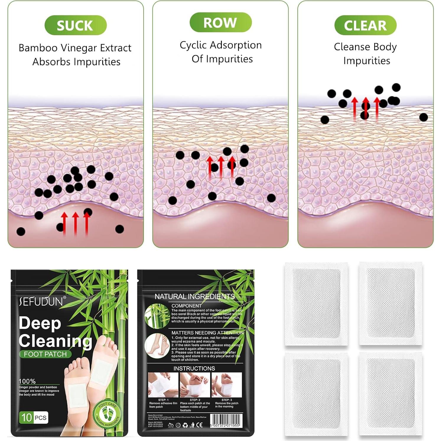 50 Almohadillas para Pies de Jengibre y Vinagre de Bambú