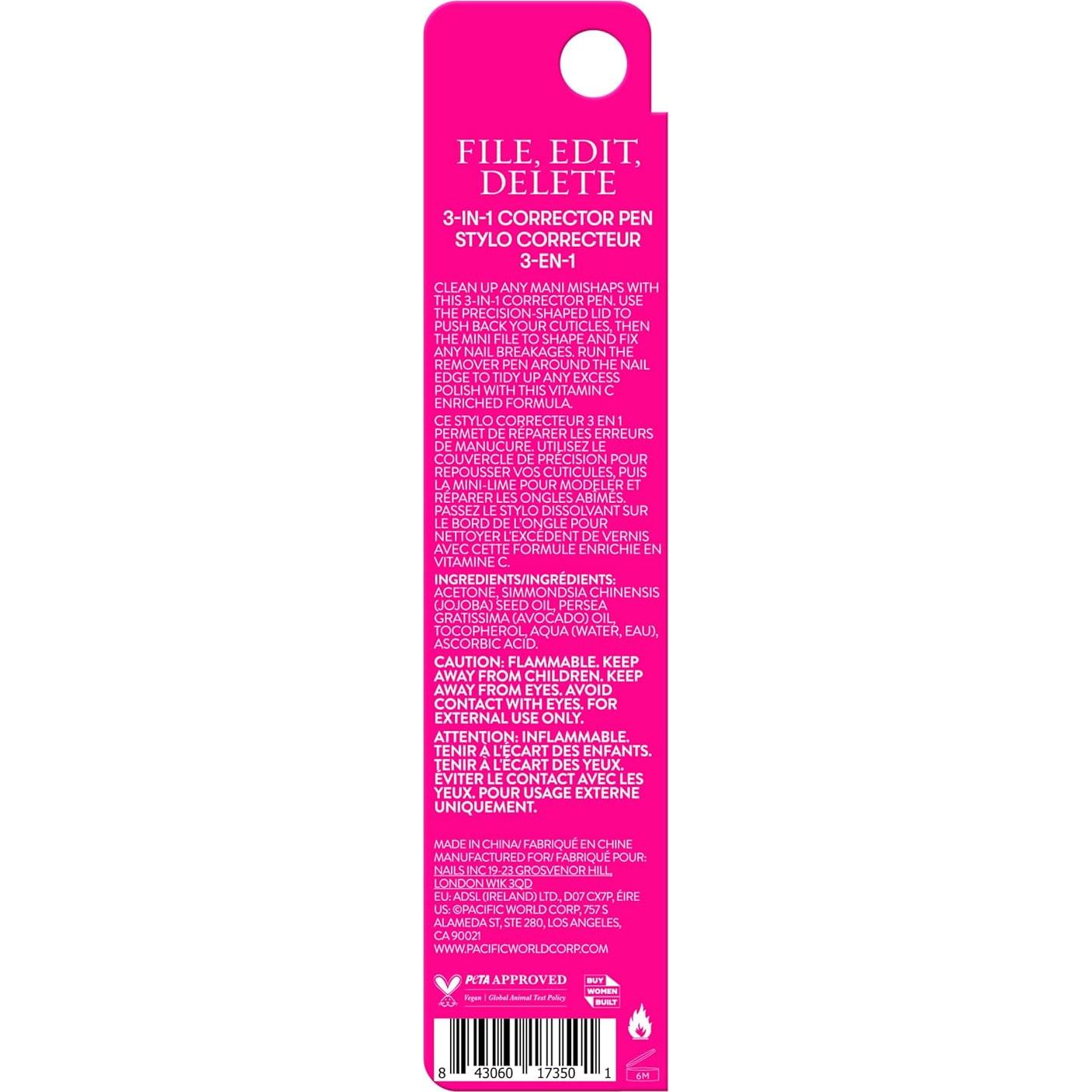 Bolígrafo Corrector 3-en-1 Lima Inc - Elimina Errores de Manicura