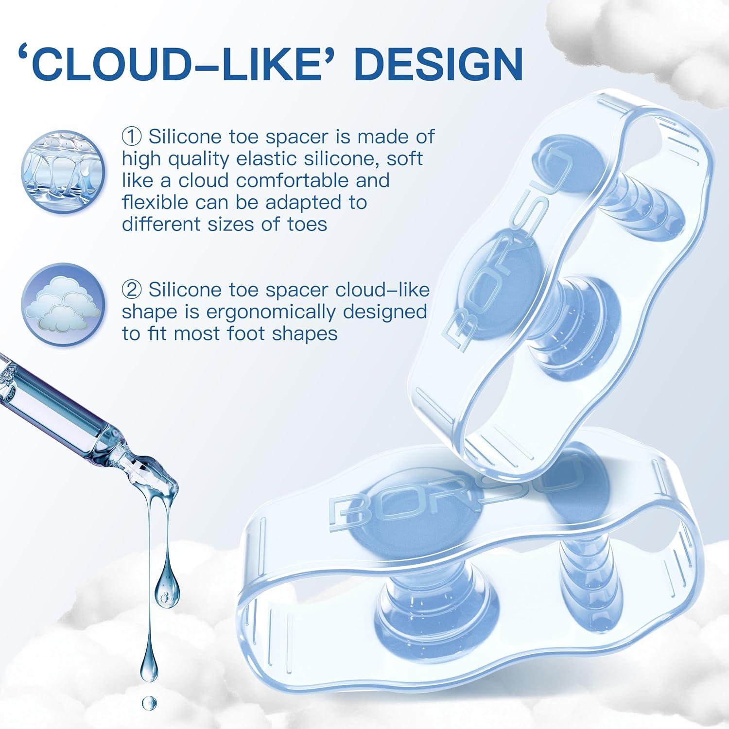 Separadores de Dedos de Silicona BORSU 2pcs Almohadillas Correctoras