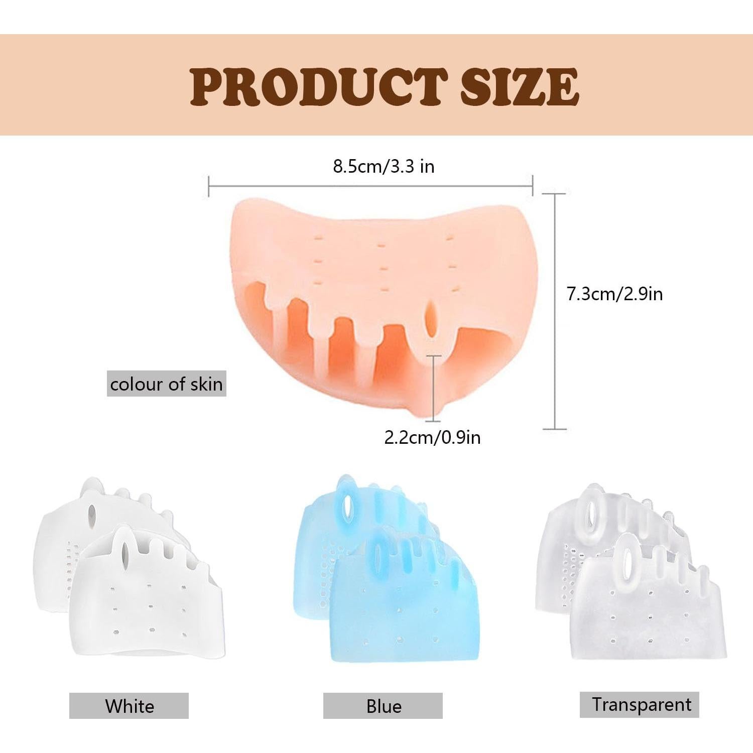 4 Pares de Separadores de Dedos de Silicona XRIONELL para Pies