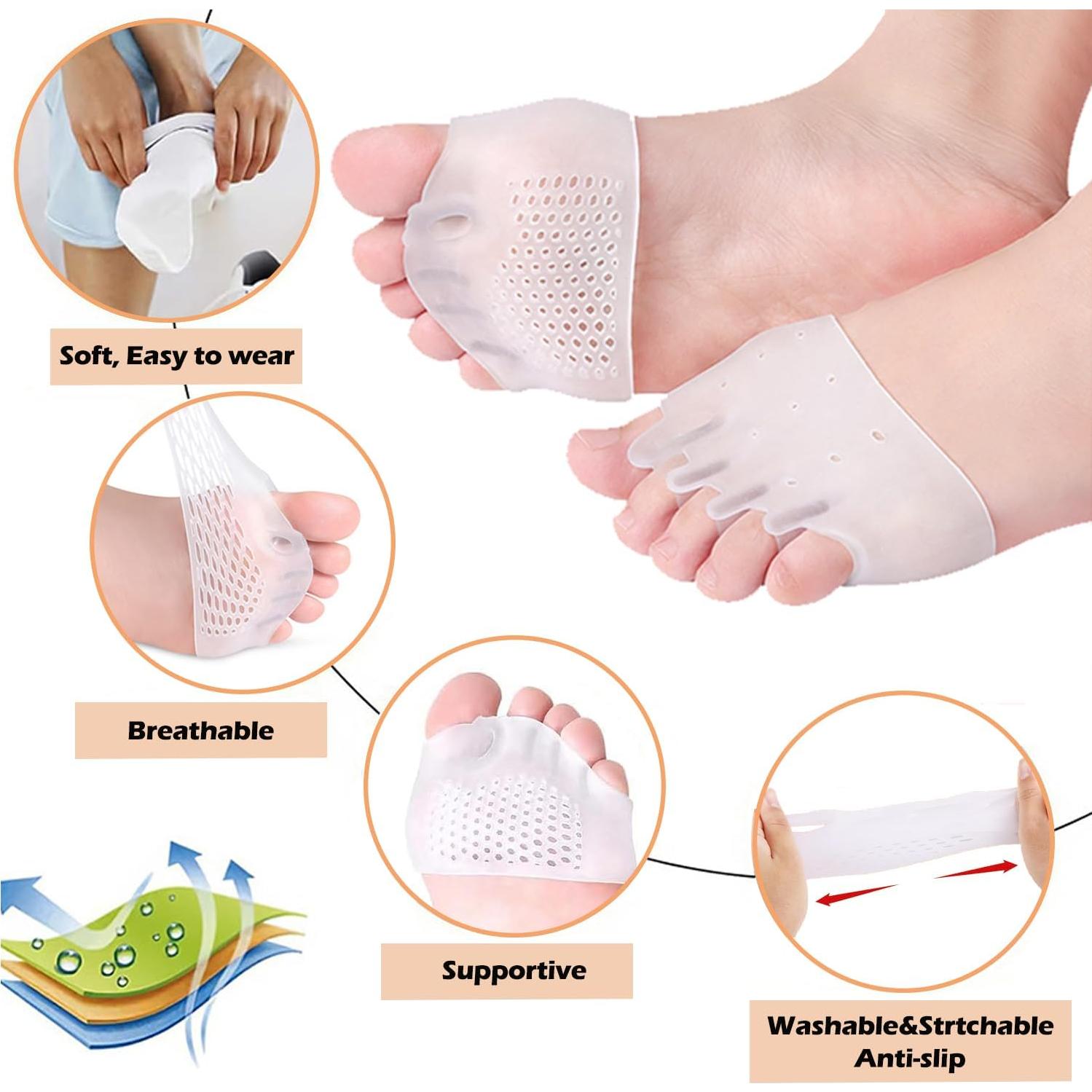 4 Pares de Separadores de Dedos de Silicona XRIONELL para Pies