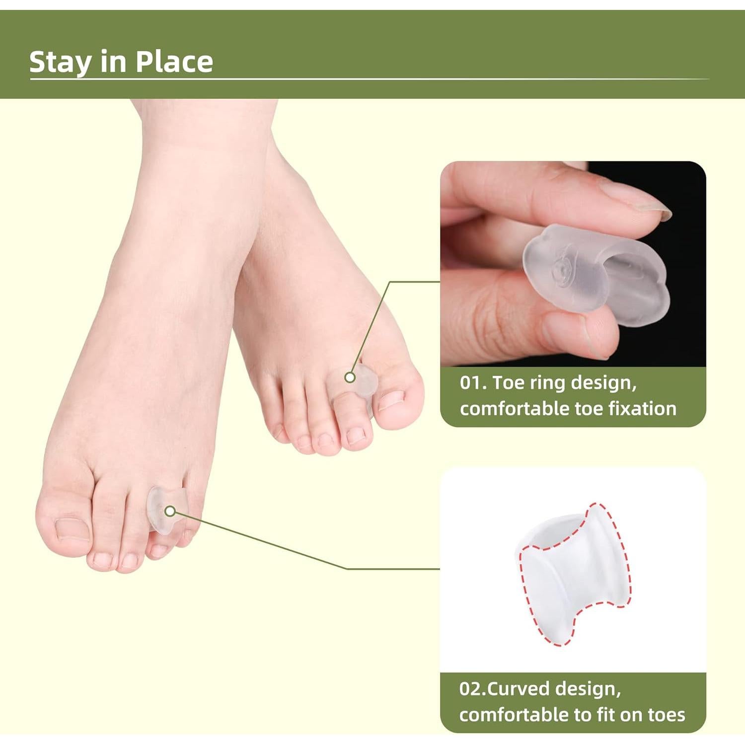 Separadores de Dedo en Gel DYKOOK - 10 Pcs Correctores Juanete