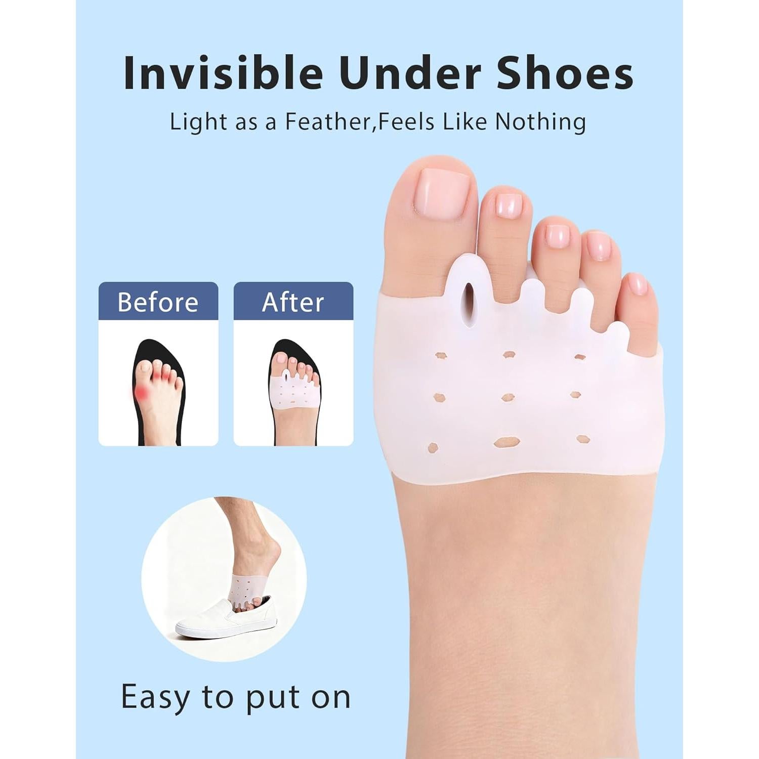 Separadores de Dedos de Silicona Jalopink - Corrector de Juanetes (4 Pares)