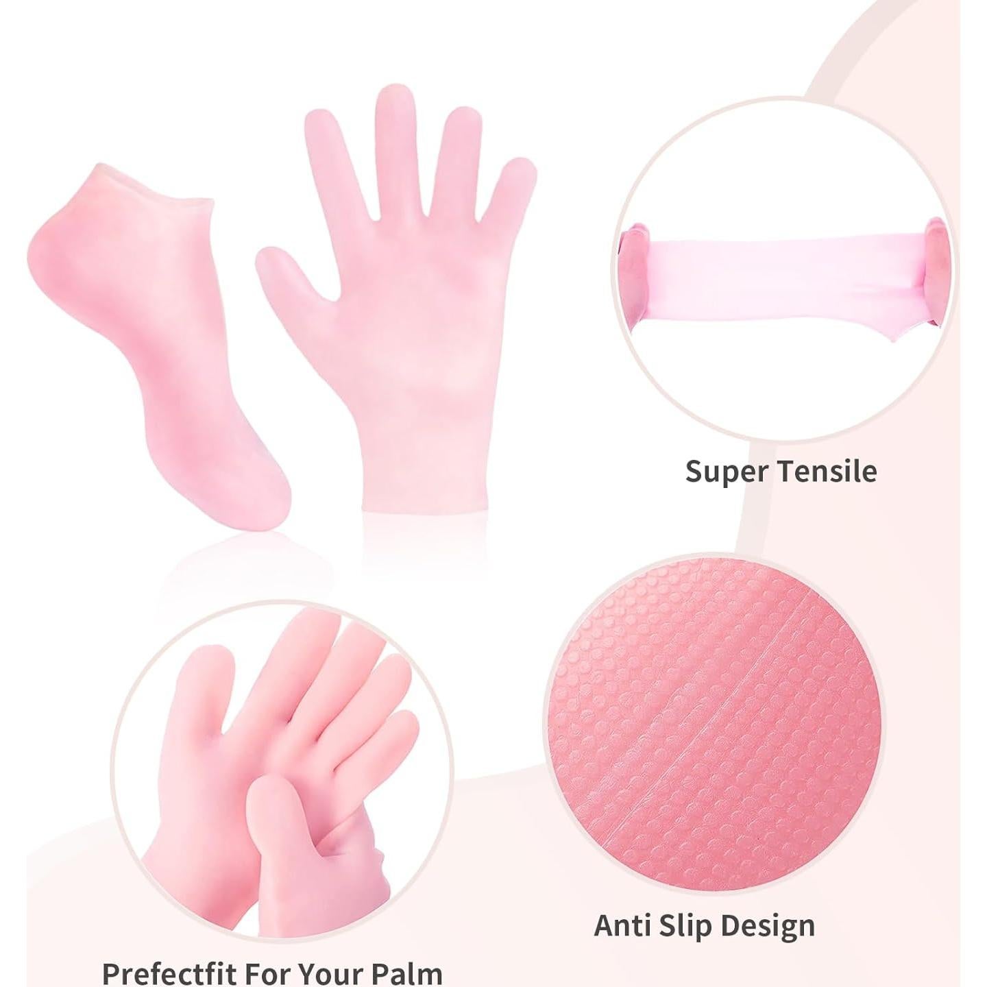 Guantes y Calcetines Hidratantes MoyRetty - Gel Silicona Rosa