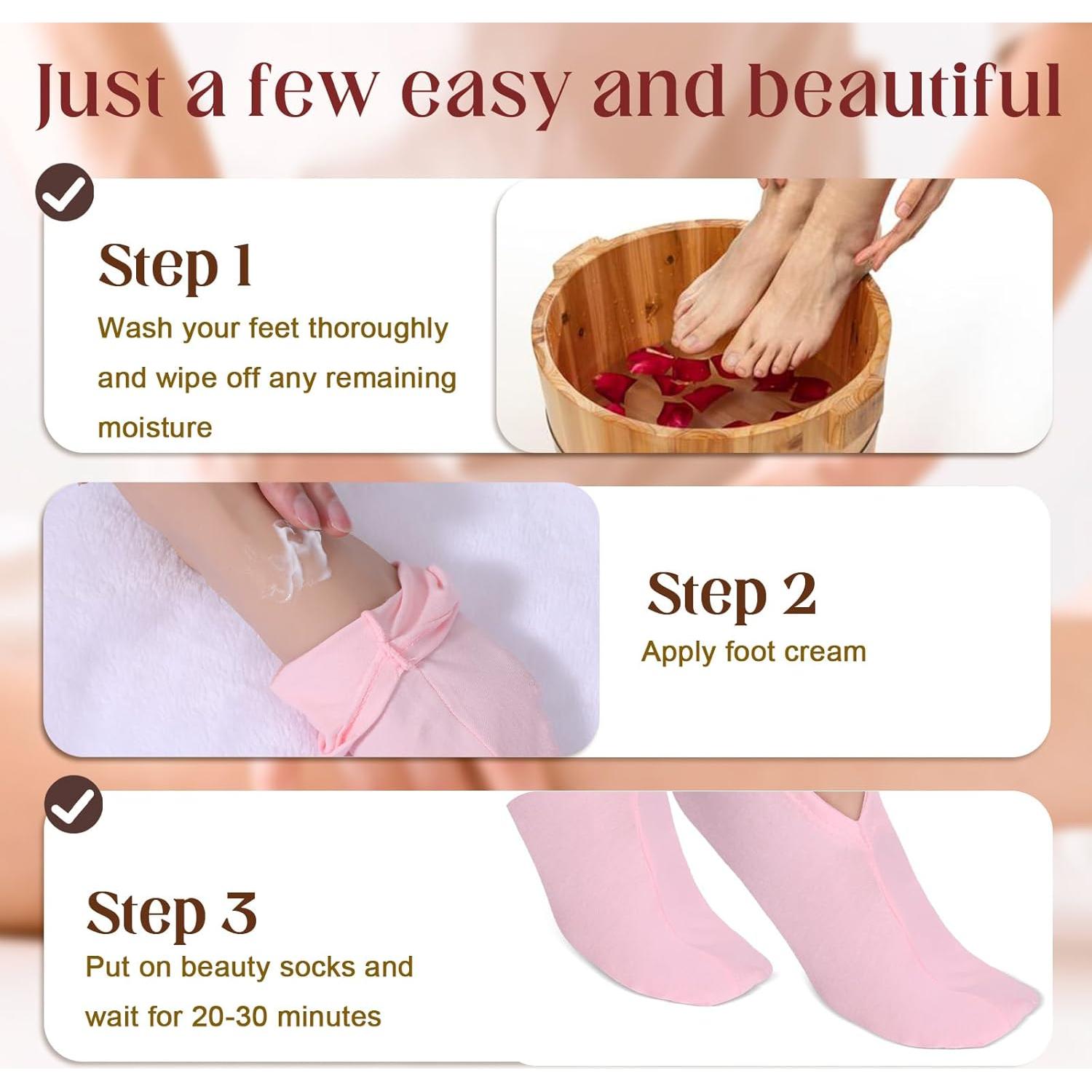 3 Pares de Calcetines Hidratantes Rosa Xelsluthe para Pies Secos