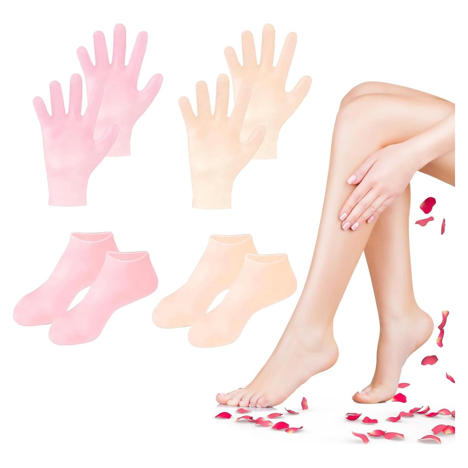 Juego de 4 Pares de Calcetines y Guantes Hidratantes TEAWOO