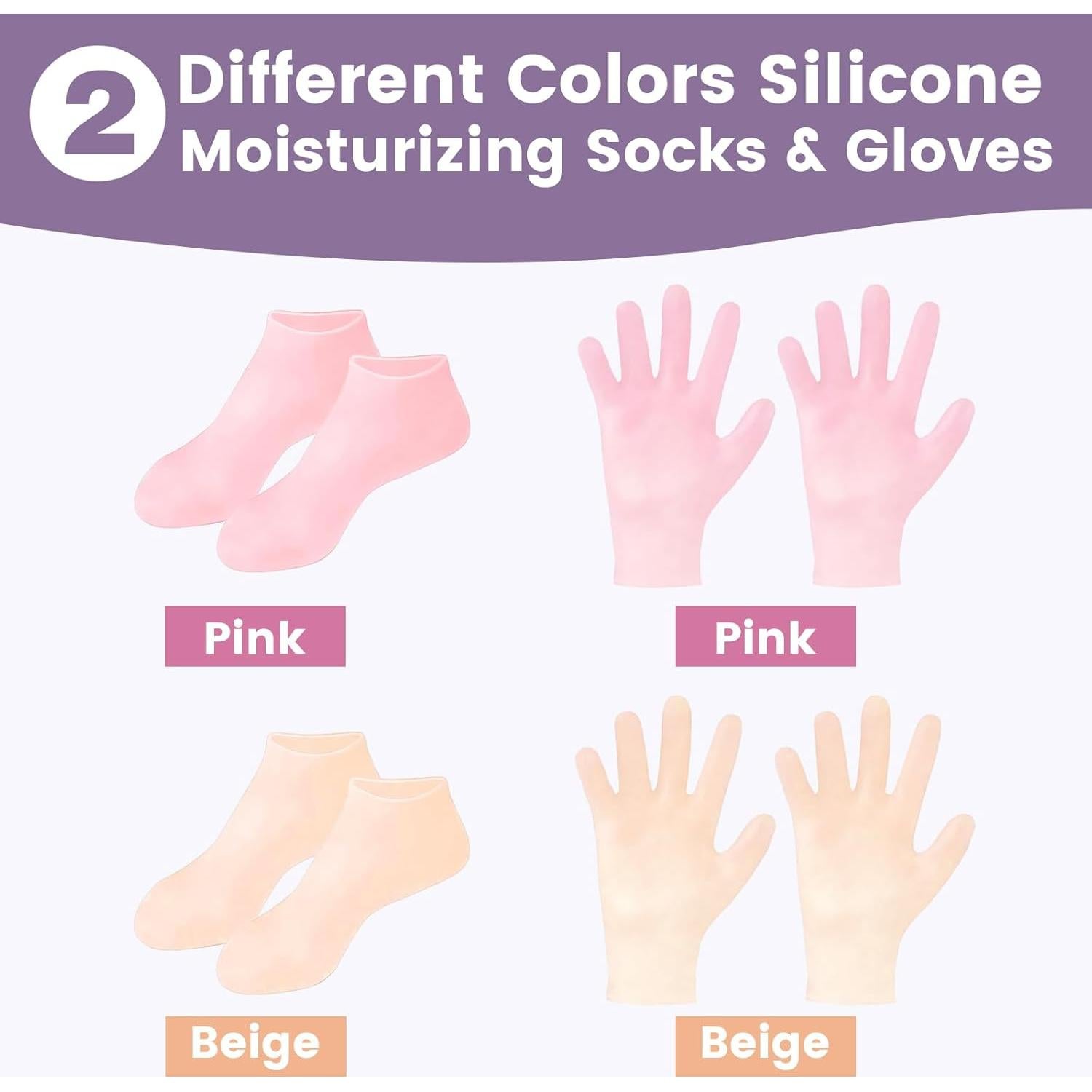 Juego de 4 Pares de Calcetines y Guantes Hidratantes TEAWOO