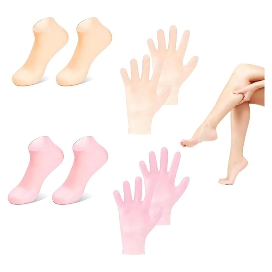 Juego de 4 pares de guantes y calcetines hidratantes NADUSEP