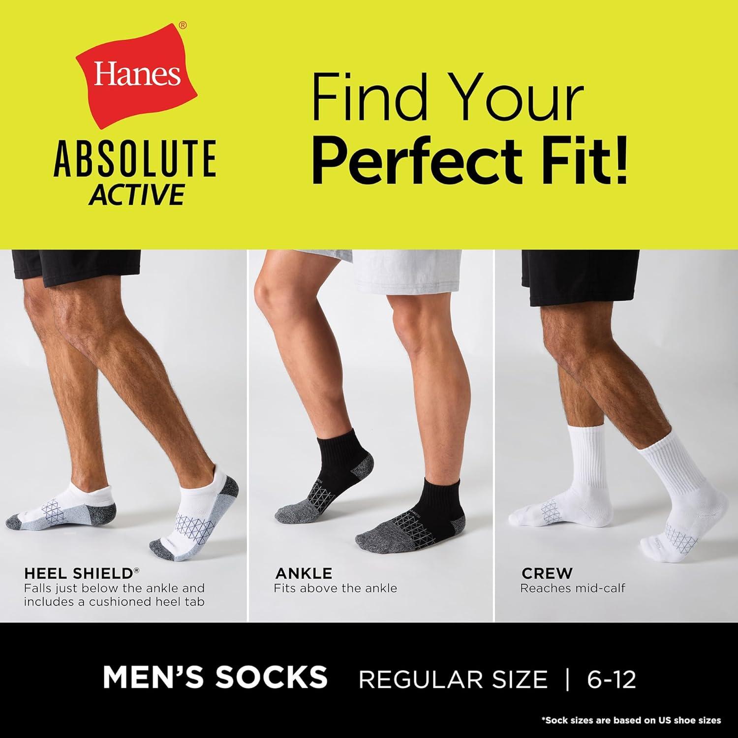Calcetines Hanes Absolute Active para hombres 4 unidades 6-12