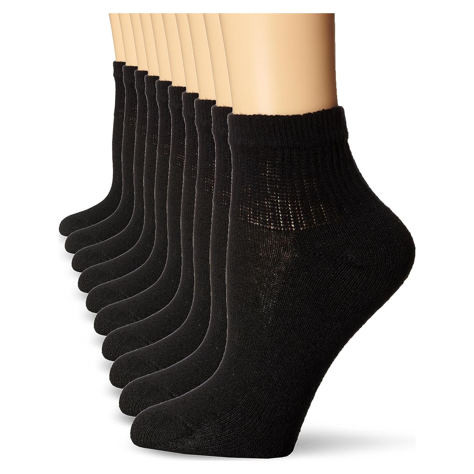 Calcetines de Tobillo para Mujer Hanes - Paquete de 10, Negro