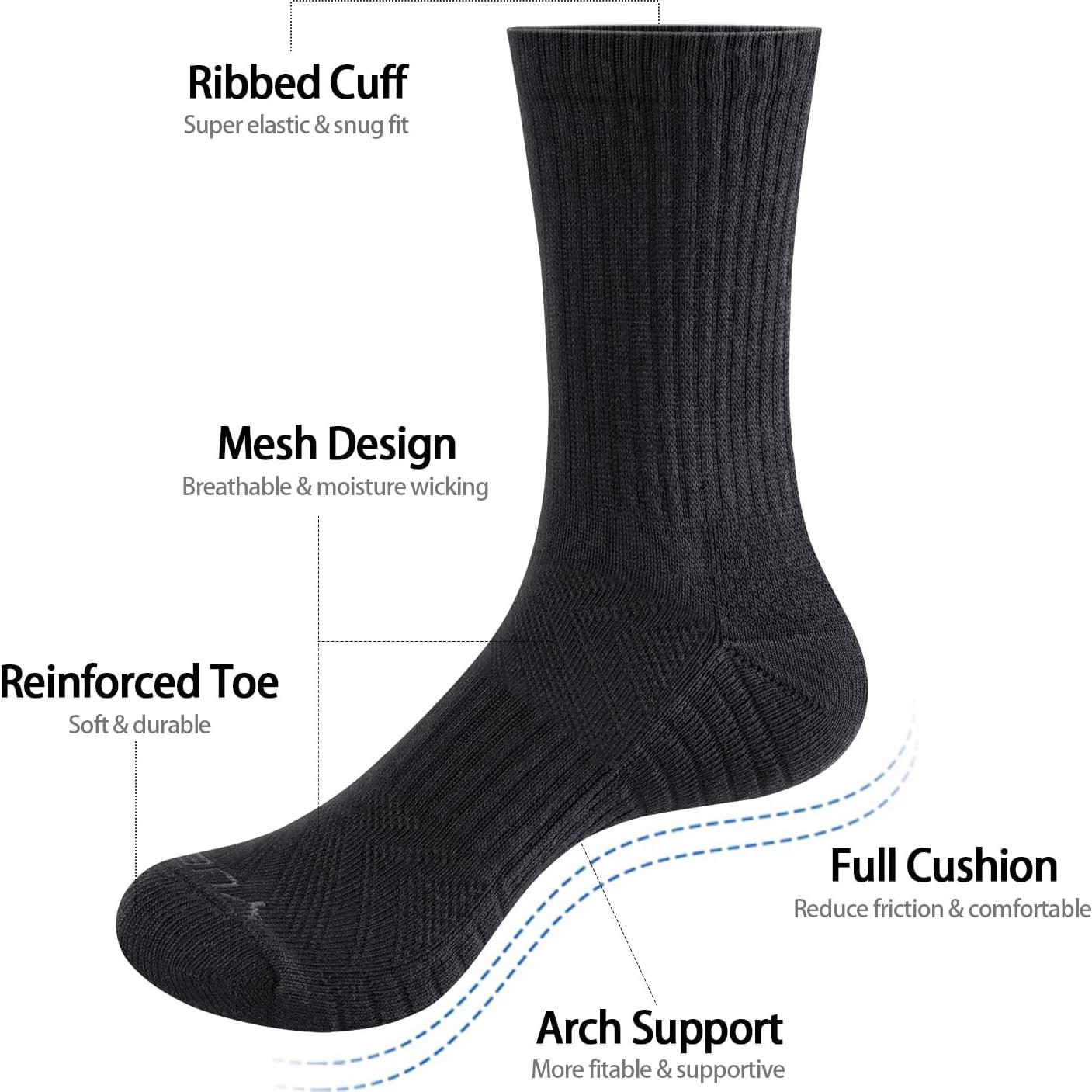 Calcetines de Entrenamiento YUEDGE para Mujeres - 5 Pares Negros