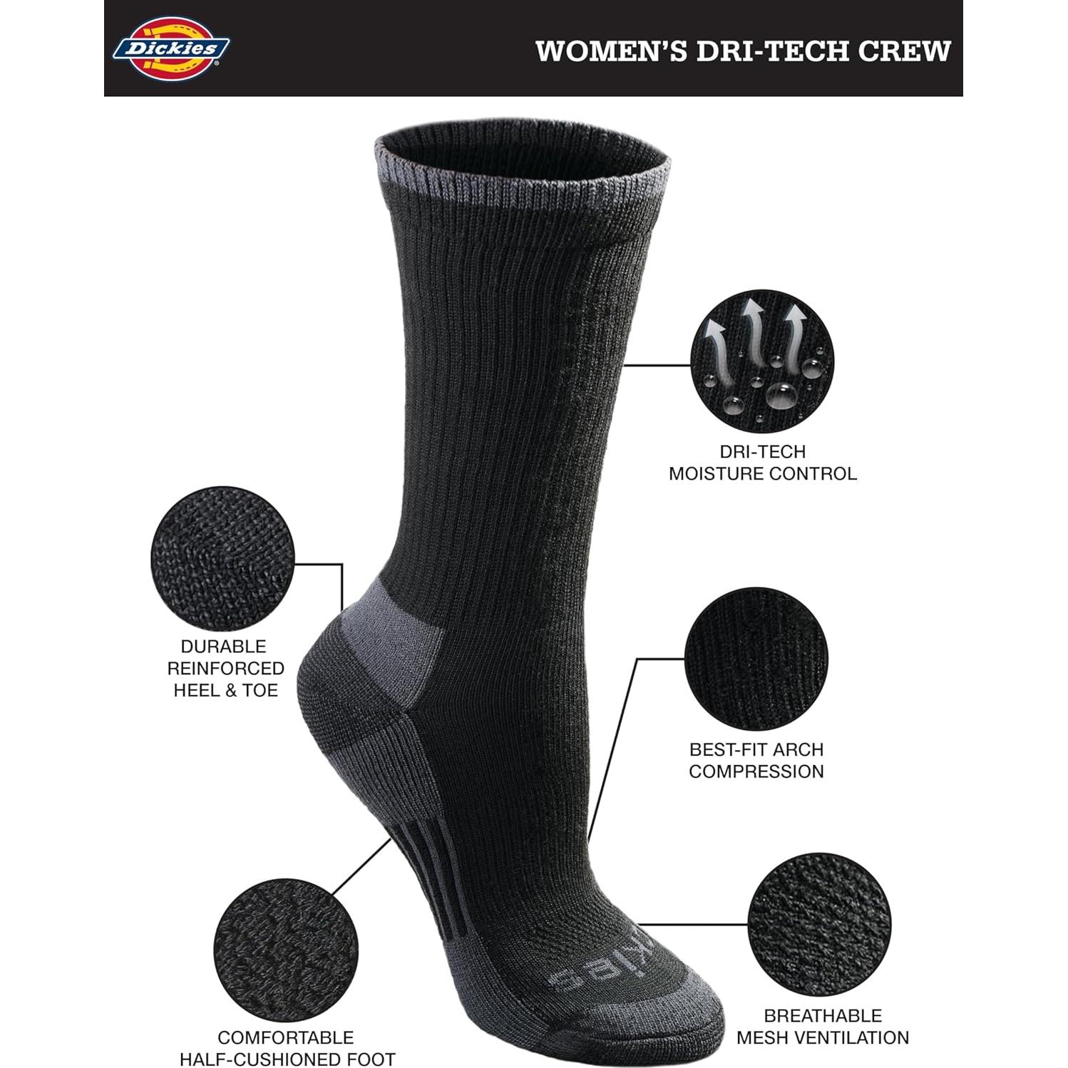 Calcetines Dri-Tech para Mujeres Dickies - Control de Humedad 6 Pares
