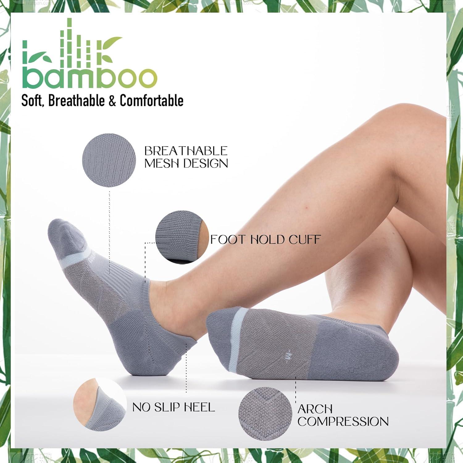 Calcetines No Show Brisira para Mujeres - 3 Pares Gris, Compresión