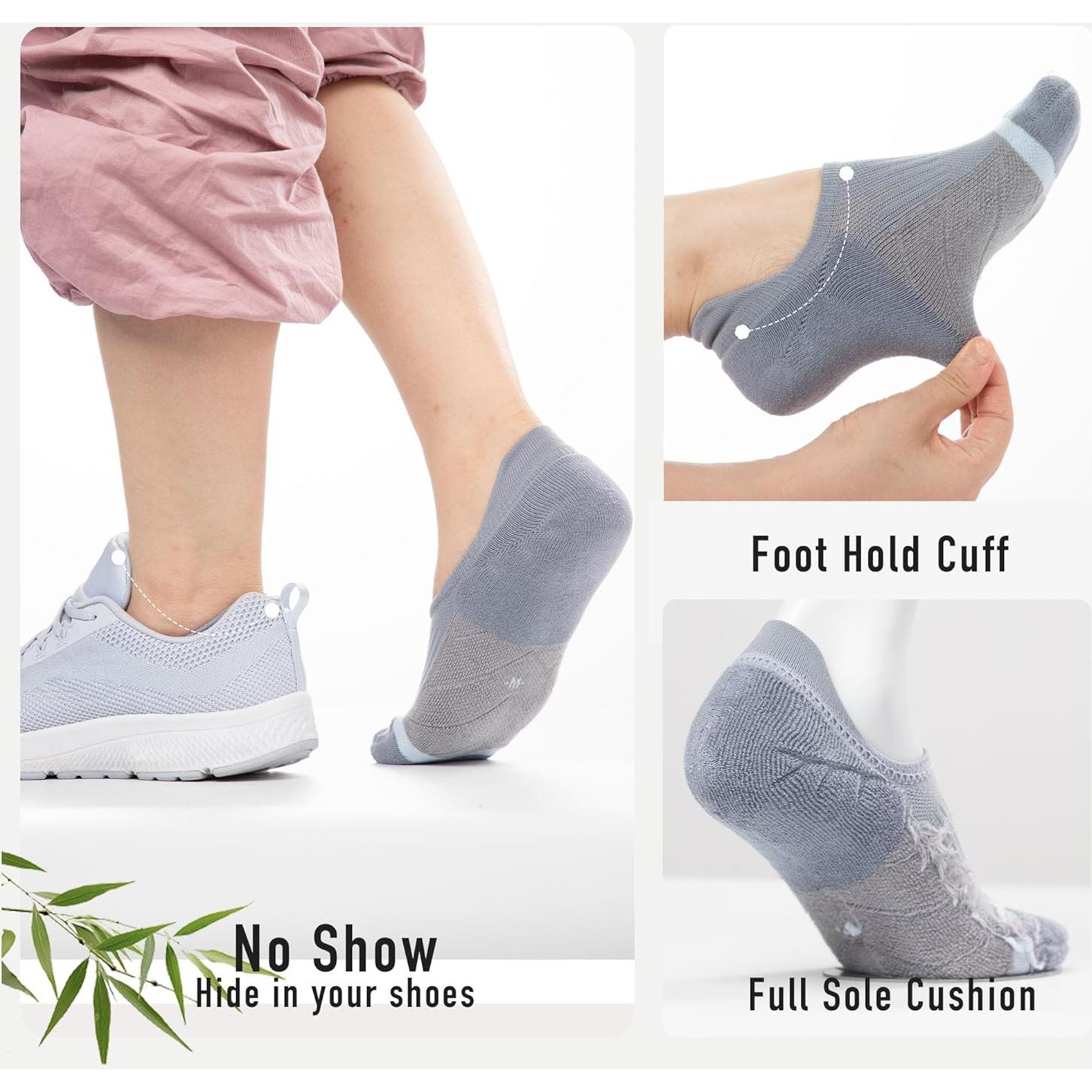 Calcetines No Show Brisira para Mujeres - 3 Pares Gris, Compresión